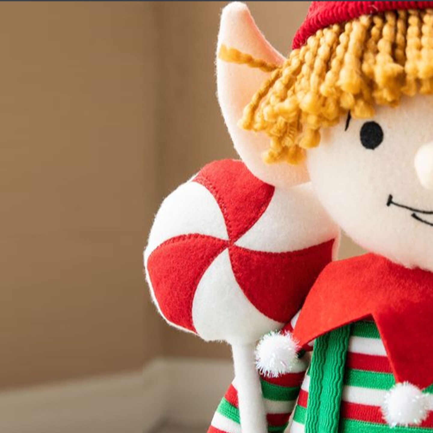 Set of 2 39&#x22;/26&#x22;H Telescoped Fabric Christmas Boy Elf Standing D&#xE9;cor