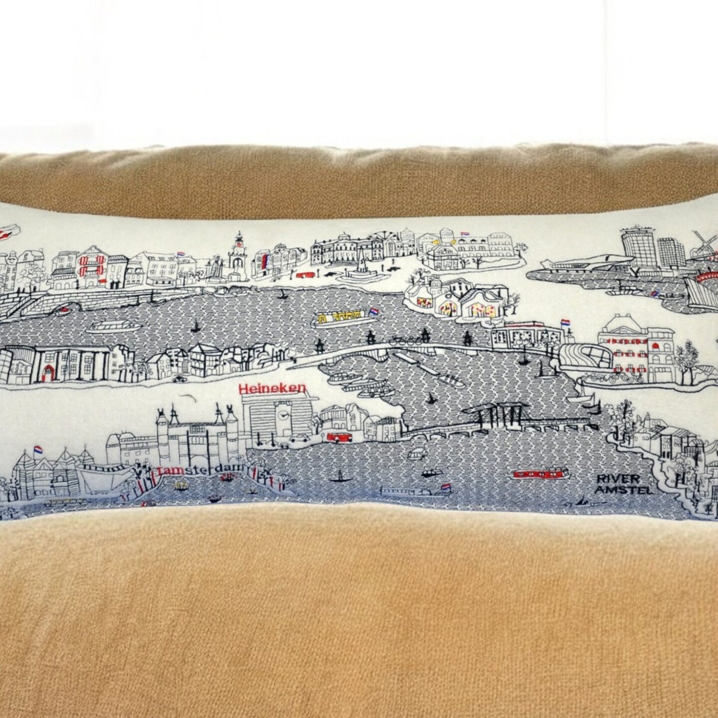 Edge Collections - 14-inch x 35-inch x 4-inch - White - Stylish Hometown Pride Lumbar Pillow - 1 Piece