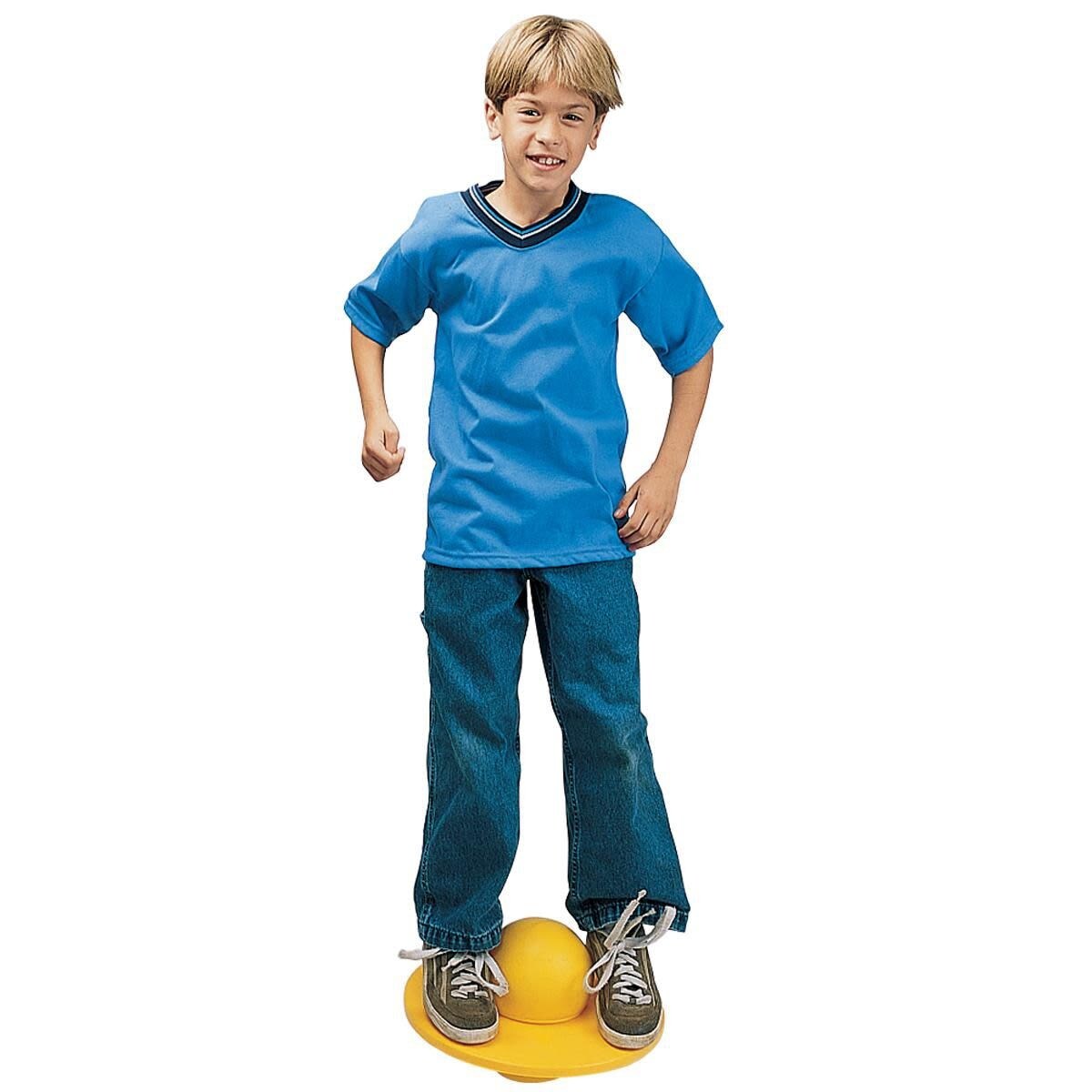 S&S Worldwide Lolo Bouncing Balance Ball. Like a Pogo Stick without a Handle. Stand on the 15" Plastic Deck, Squeeze the 8.5" Ball with Your Feet and Start Bouncing. For Balance and Coordination.
