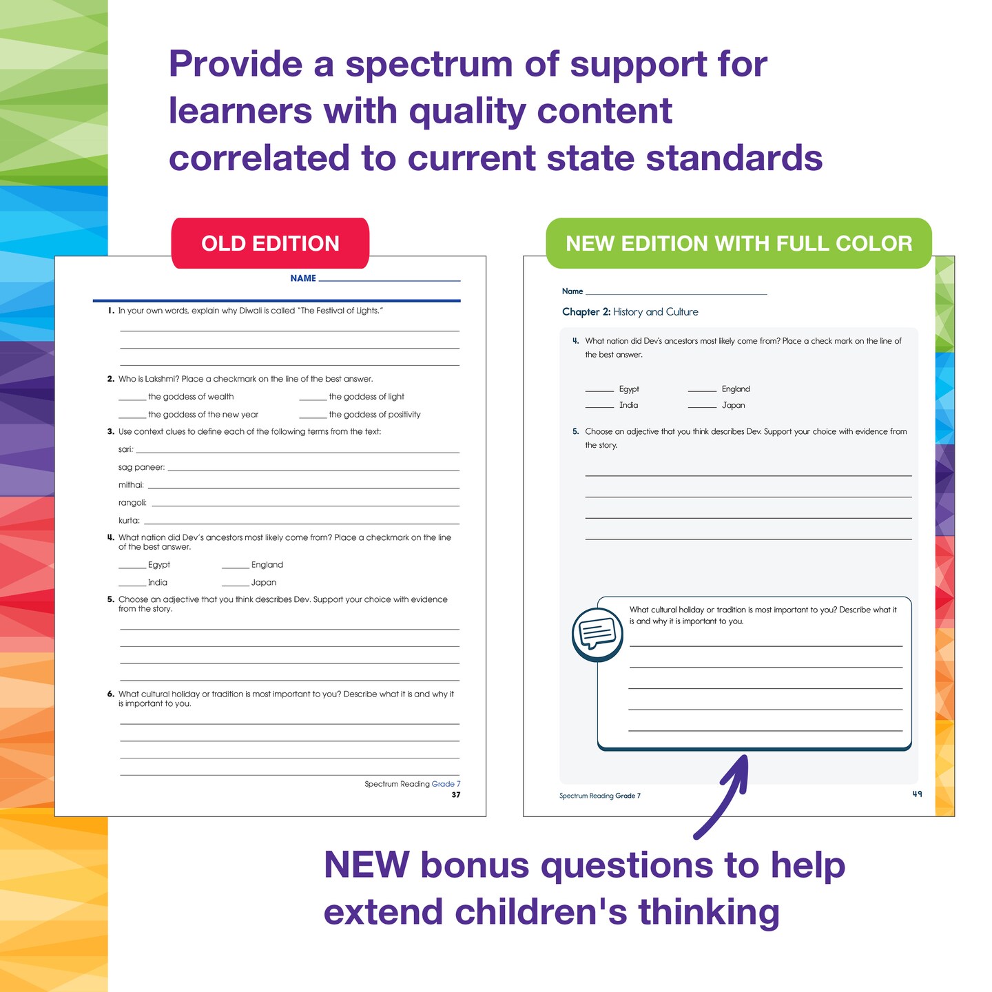 Spectrum Grade 7 Reading Workbook, Reading Comprehension Grade 7, Middle School Books With Nonfiction and Fiction Passages, Critical Thinking &#x26; More, Middle Grade Books
