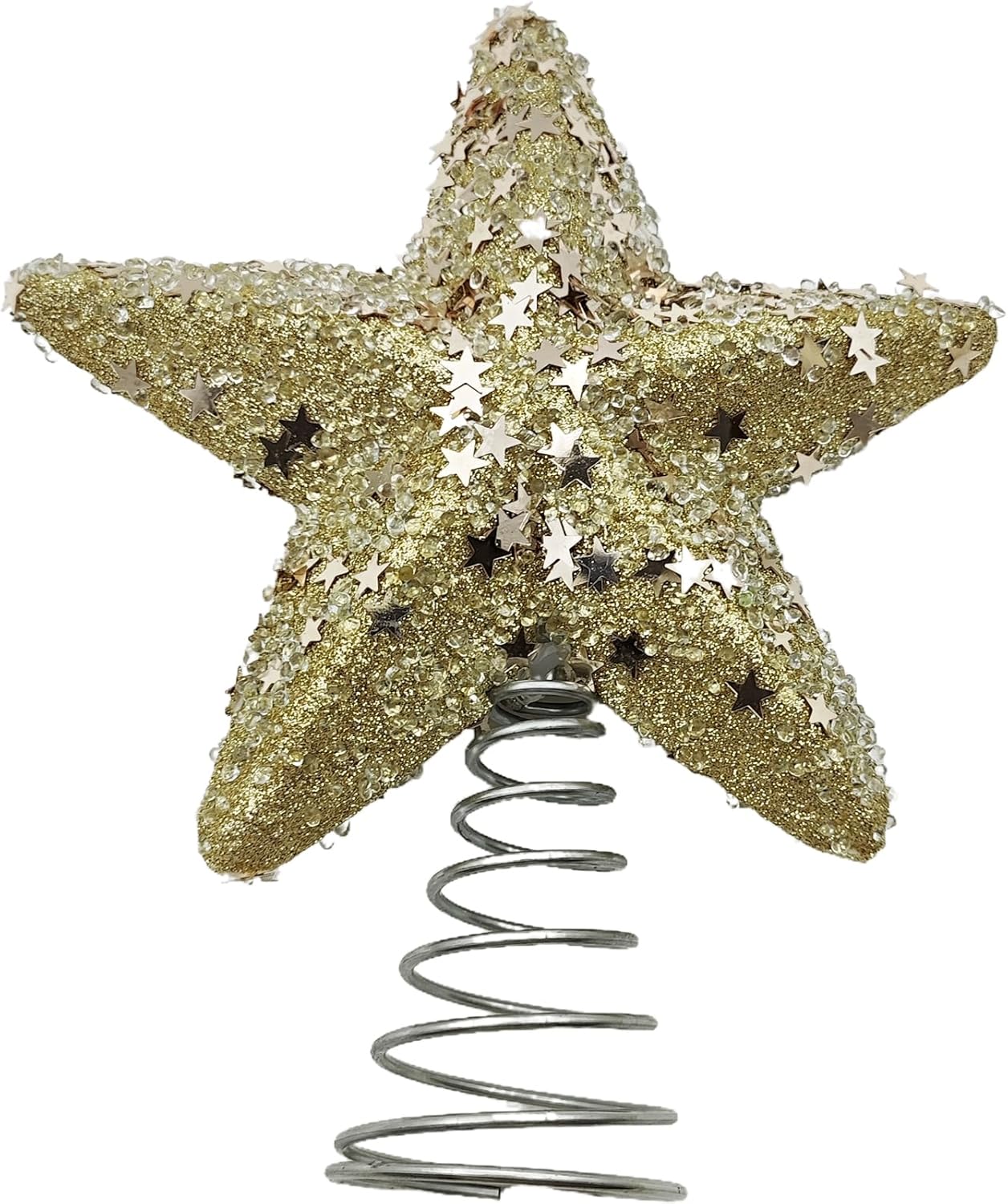 Christmas Glitter Star Tree Topper Christmas (Champagne) 5.3 x 4.3 Inch