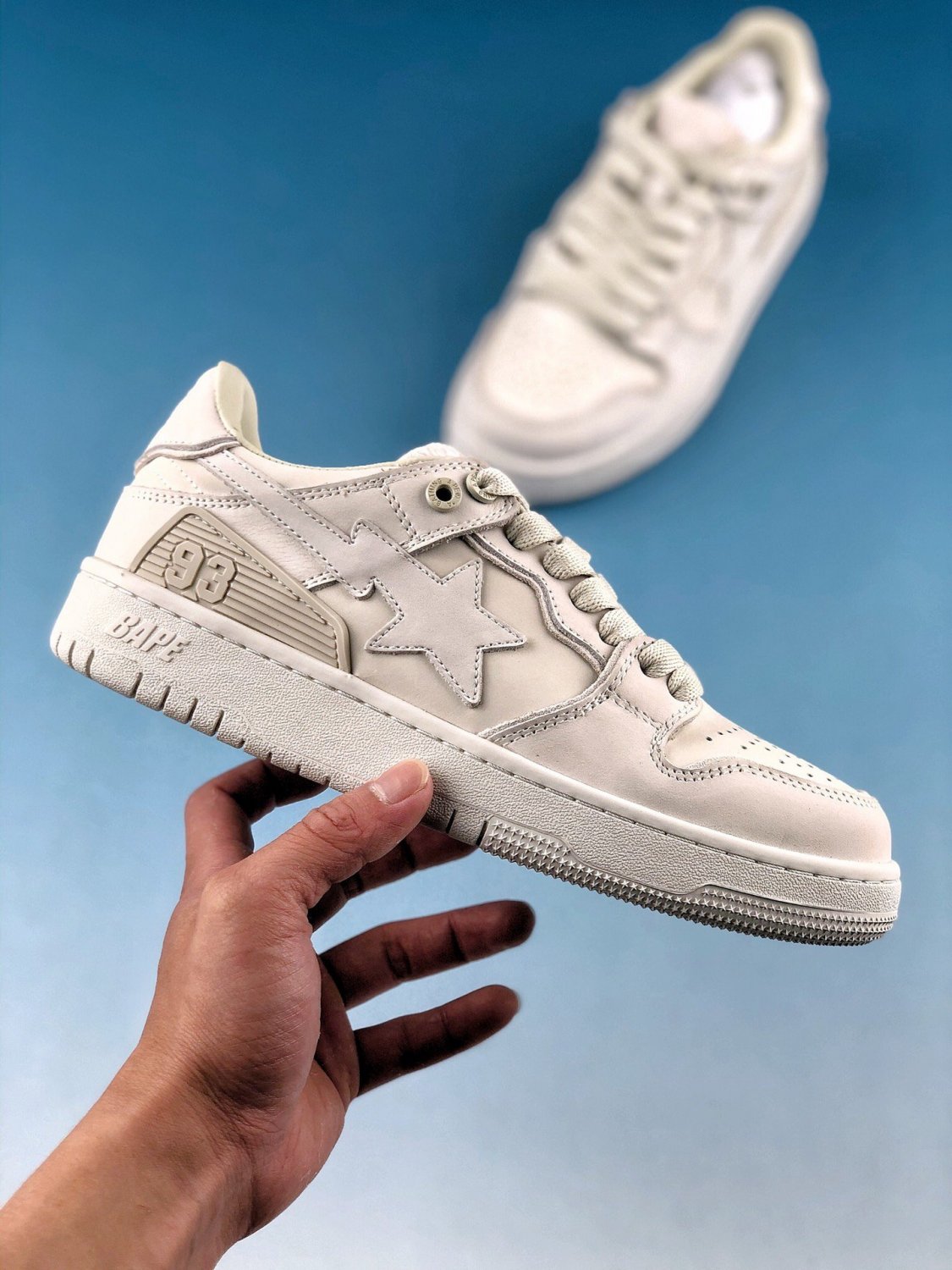 A Bathing Ape Bape SK8 Sta Triple White Nubuck | MakerPlace by