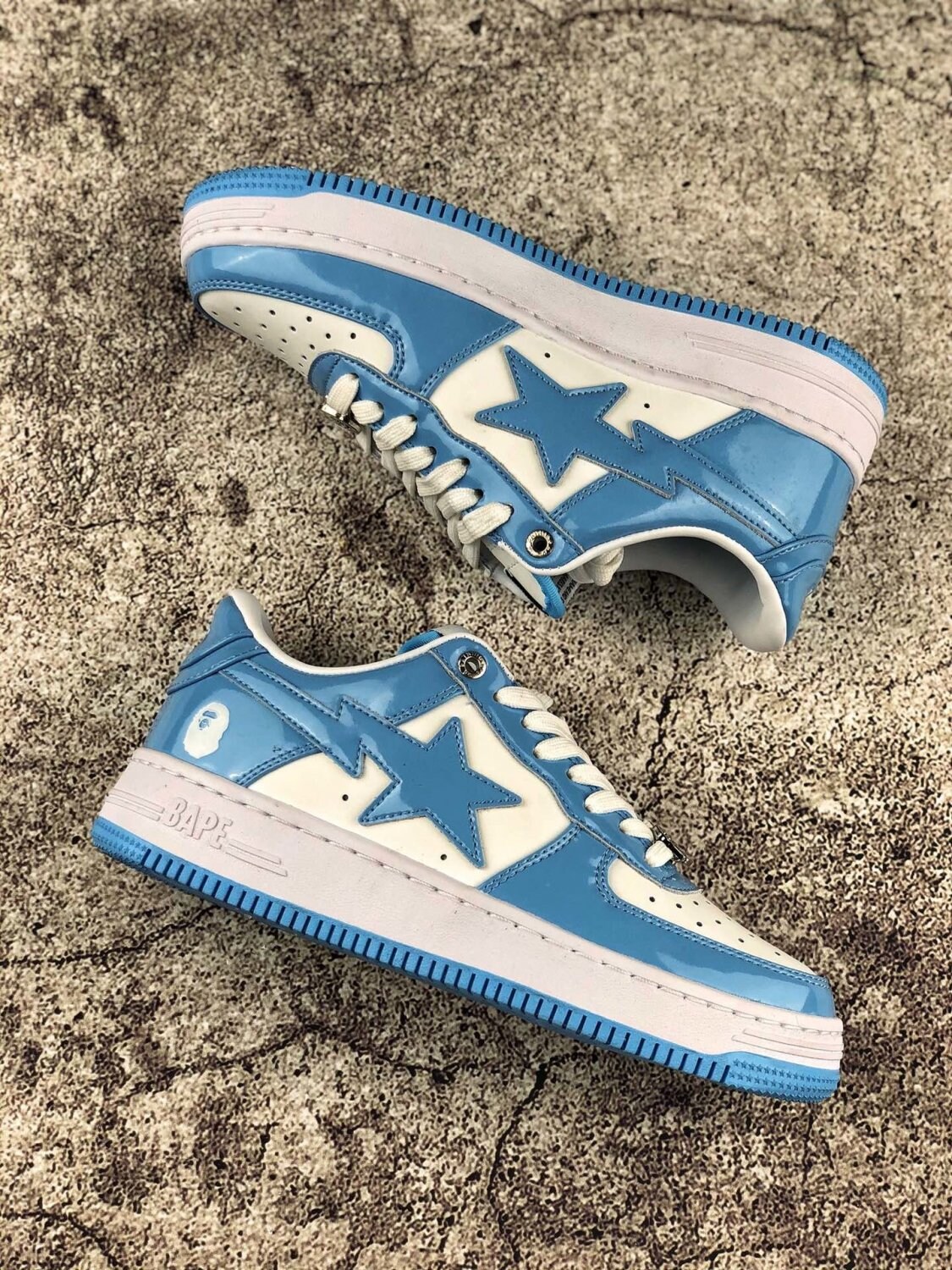 A Bathing Ape Bape Sta Patent Leather Blue White | MakerPlace by
