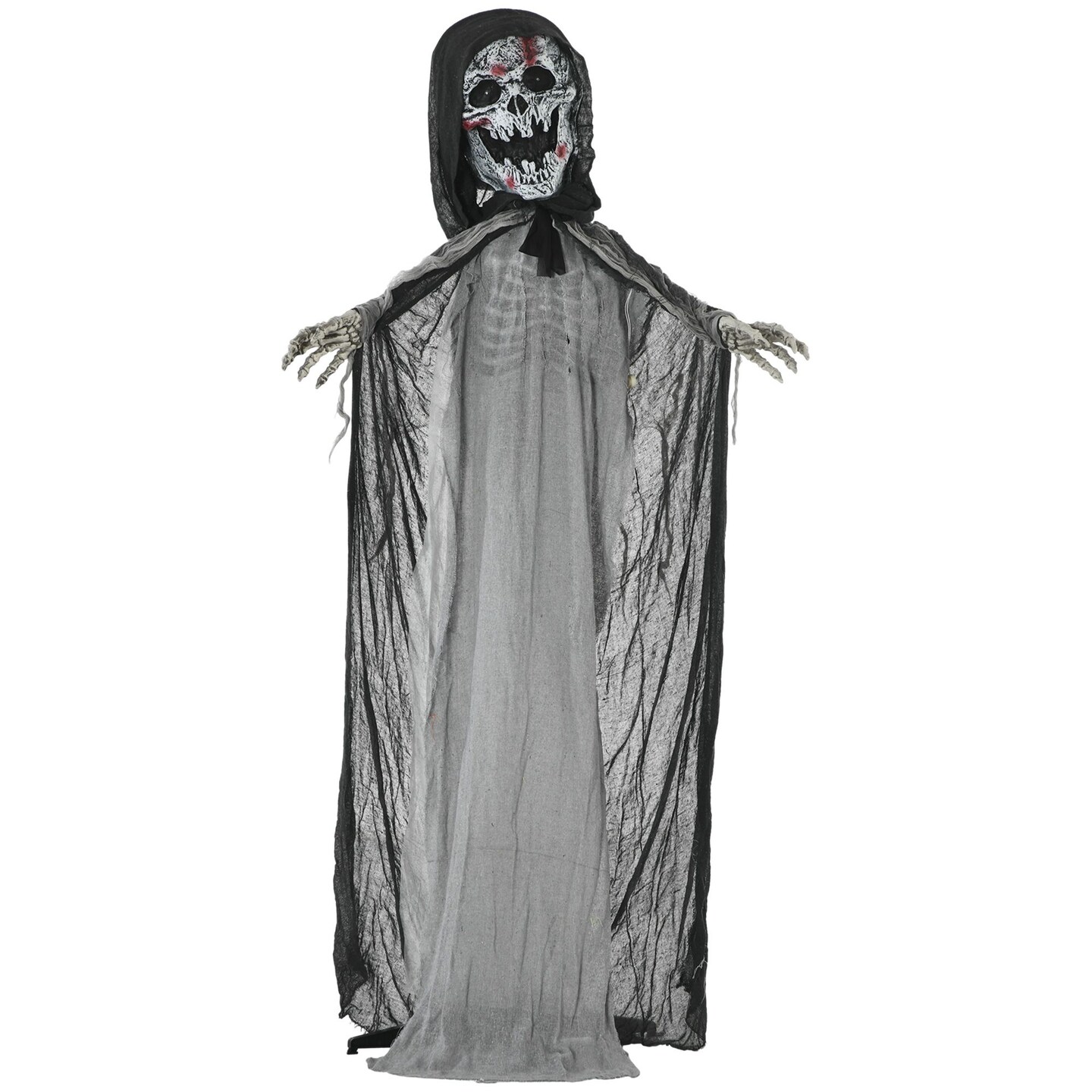 Outsunny Creepy Halloween Skeleton Witch Decoration Animated Prop with Light Up Eyes and Chest Howling Chain Sound