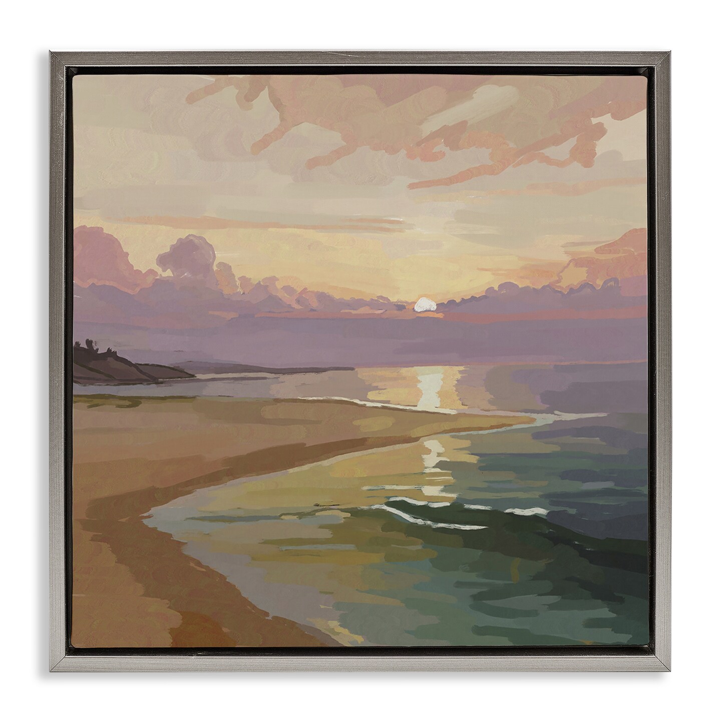 Stupell Industries Sunset Reflecting over Beach Floating Frame By ...