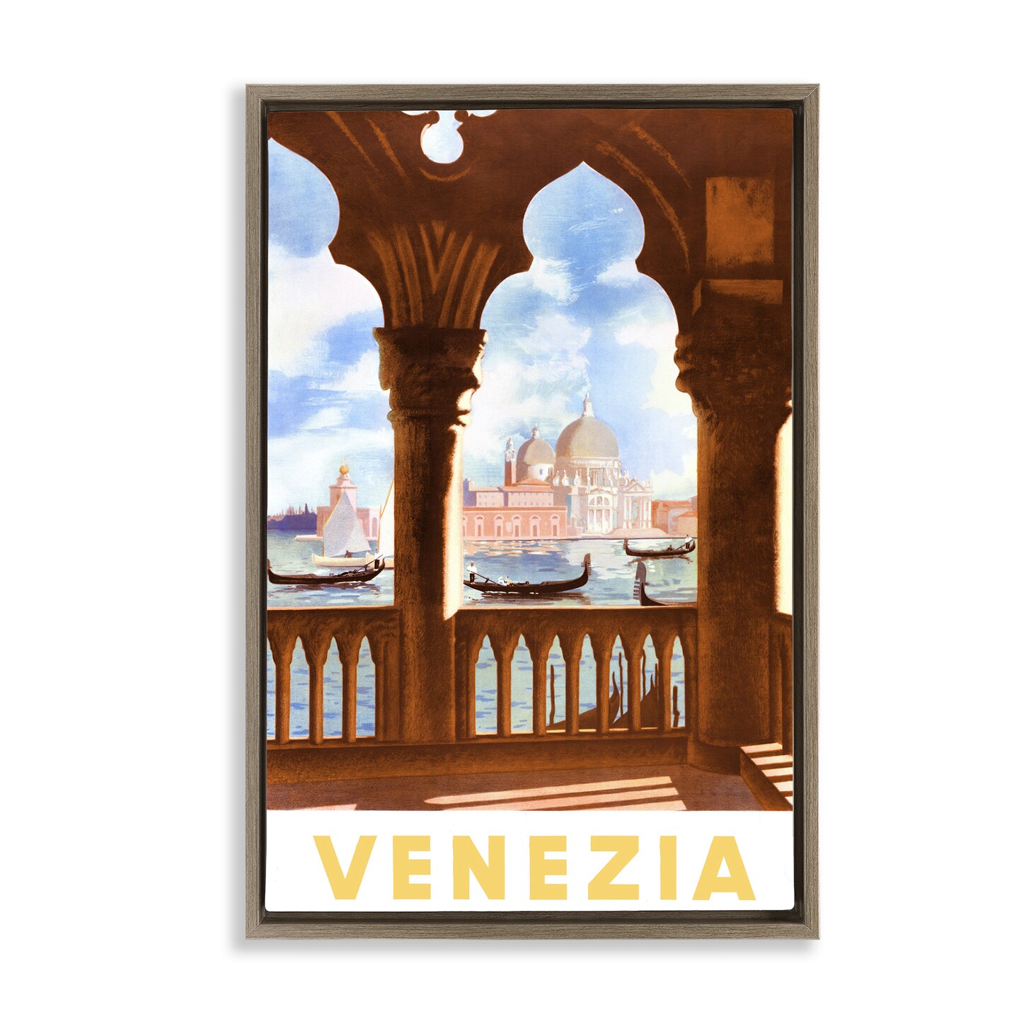 Stupell Industries Venezia Architecture with Boats View Floating Frame By PIDDIX