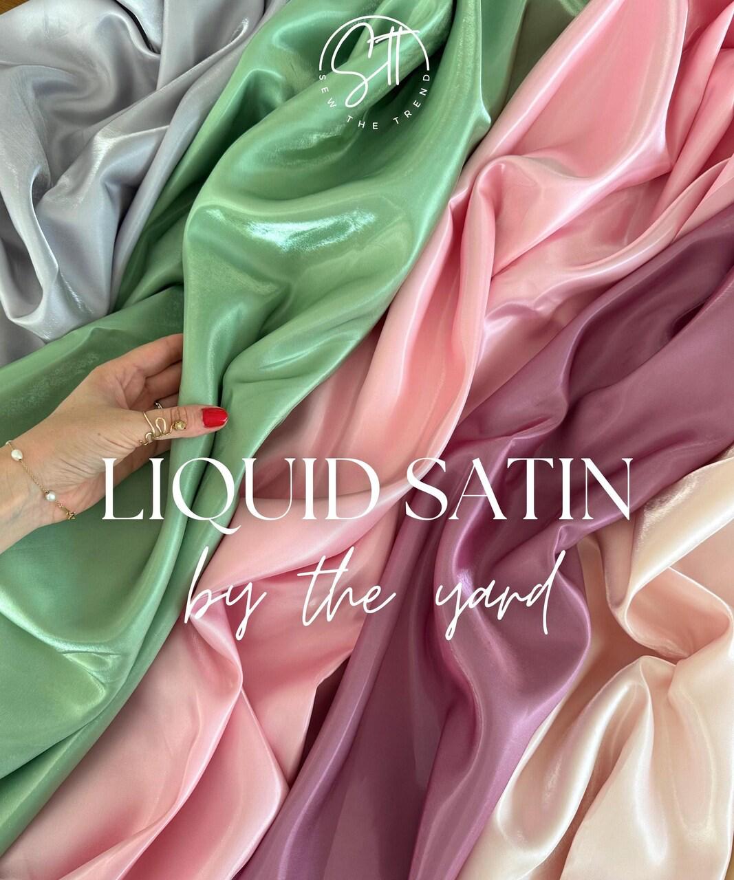 Liquid Satin Fabric by the Yard, 58-60" Wide Reflective Silky Satin