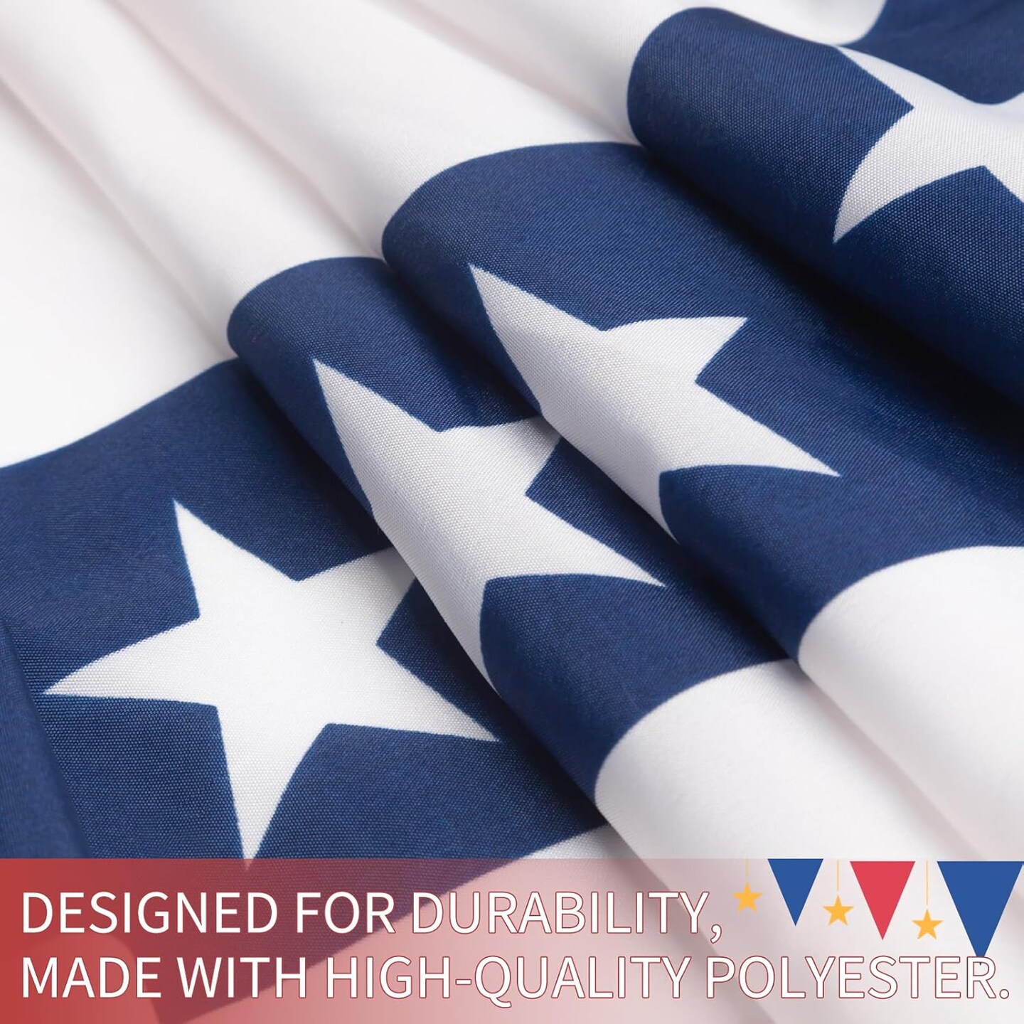 4th of July American Bunting Flags 2x4 Ft Set of 4 – Outdoor Patriotic Pleated Half Fan Flag Banner Swag for Porch, Eaves, Independence Day & Memorial Day Decor