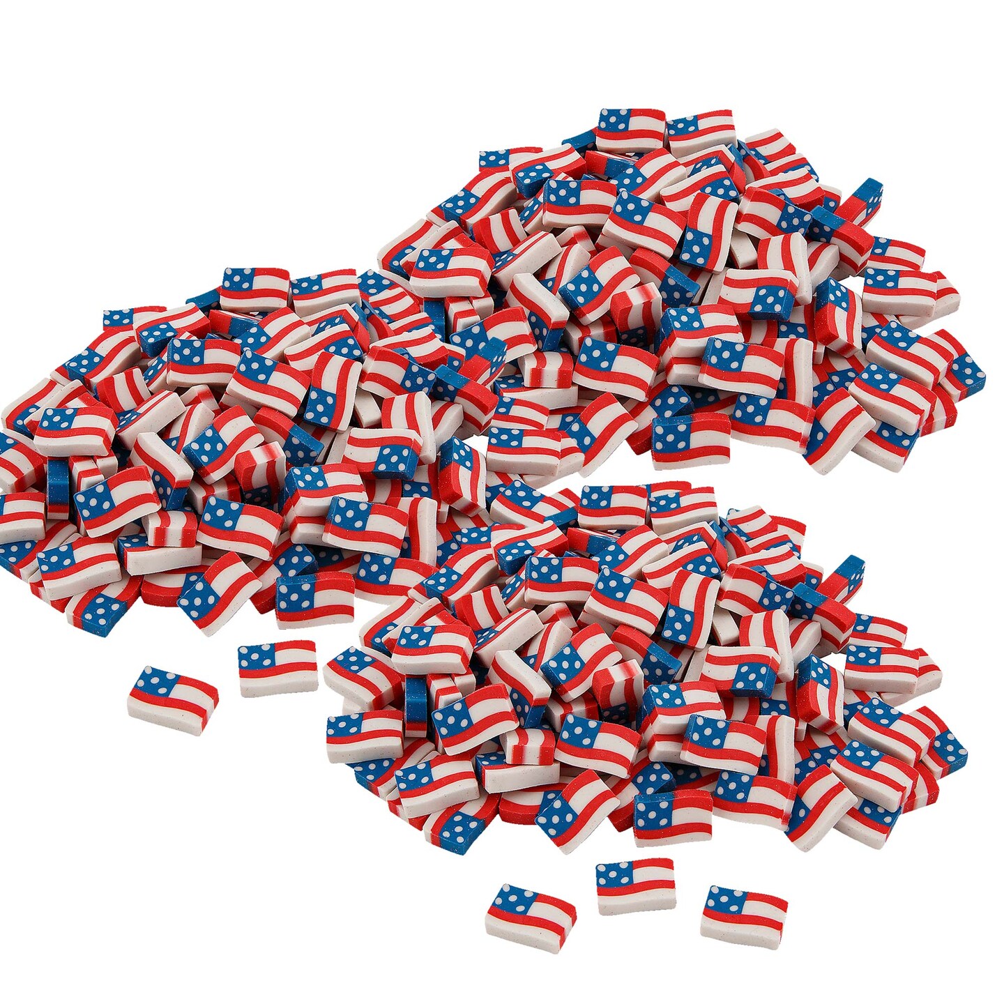 3/4&#x22; x 1/2&#x22; Bulk 144 Pc. Mini Patriotic USA Flag Rubber Erasers