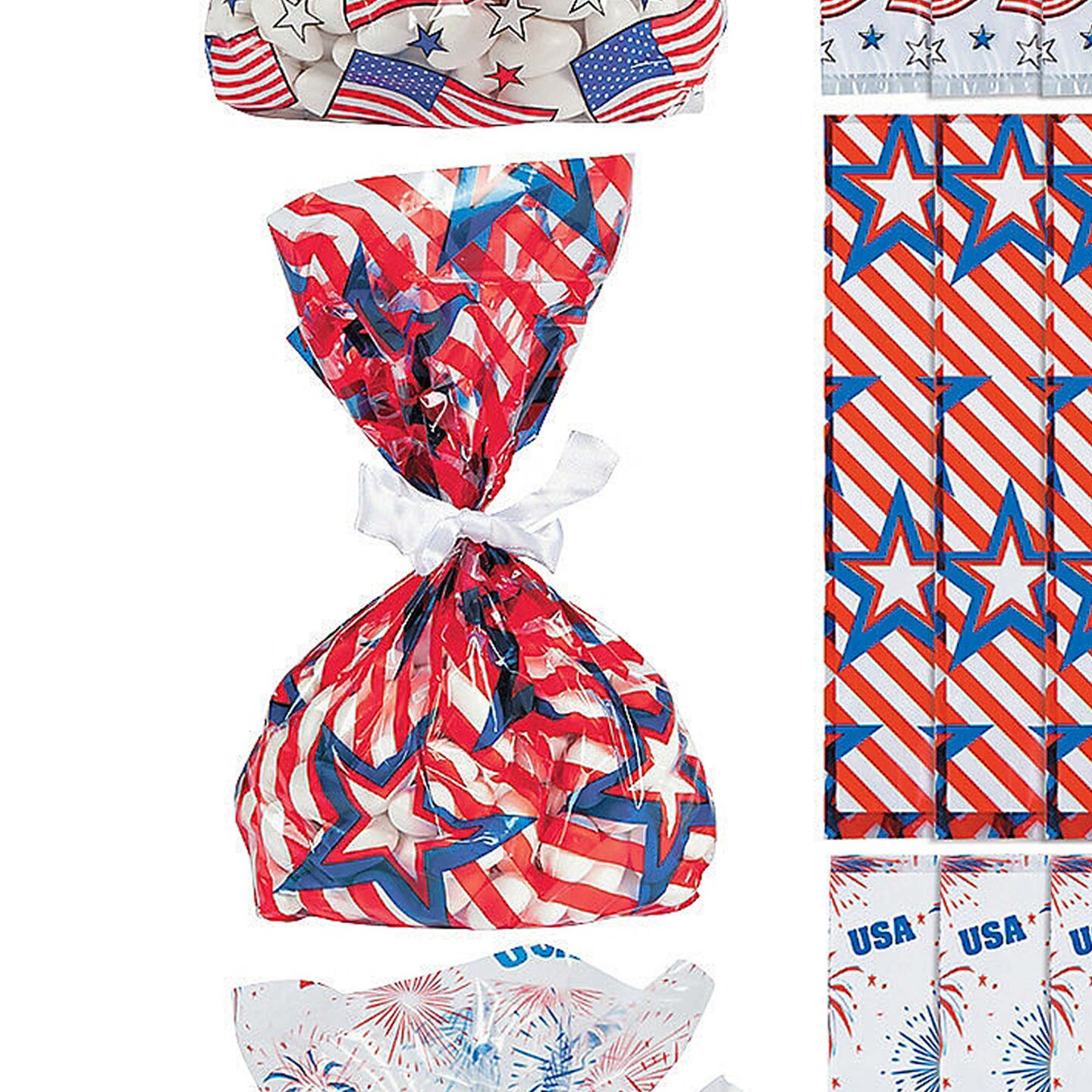 4th of July 5 x 11 Patriotic Cellophane Bag Assortment 36 Pieces