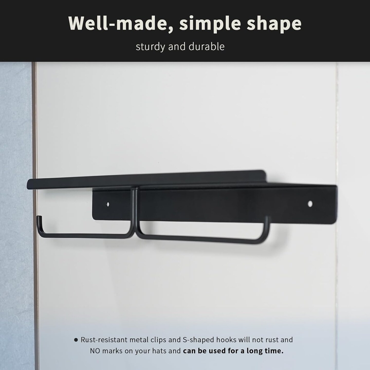 Wall Mount Key Holder &#x26; Hat Rack - Metal Organizer for Baseball Caps, Keys &#x26; Hangers - Hat Hooks for Wall