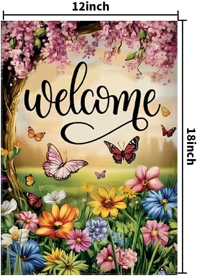 Welcome Garden Flags Summer Outdoor Yard Flags Decorations for Outside Decor for Garden Lover