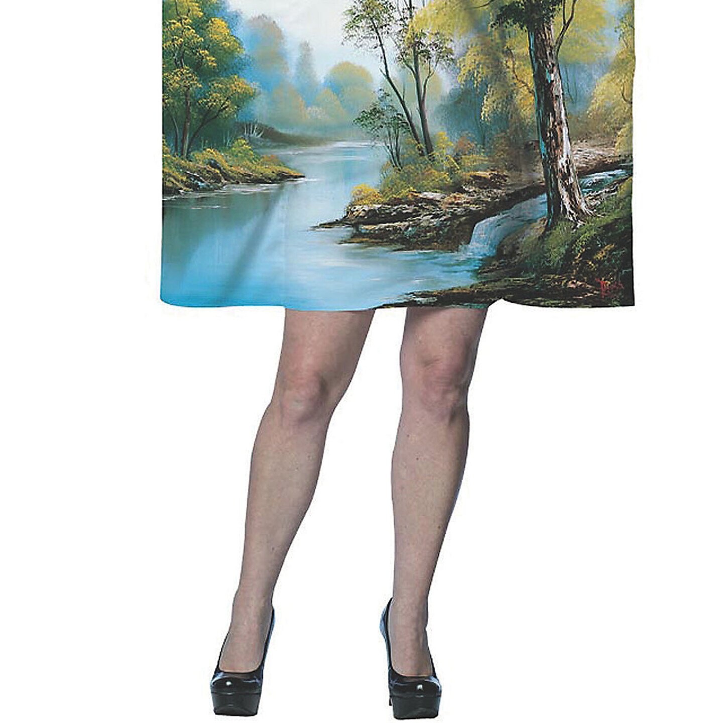 Bob Ross Inspired Painting Halloween Dress Costume for Women with Landscape