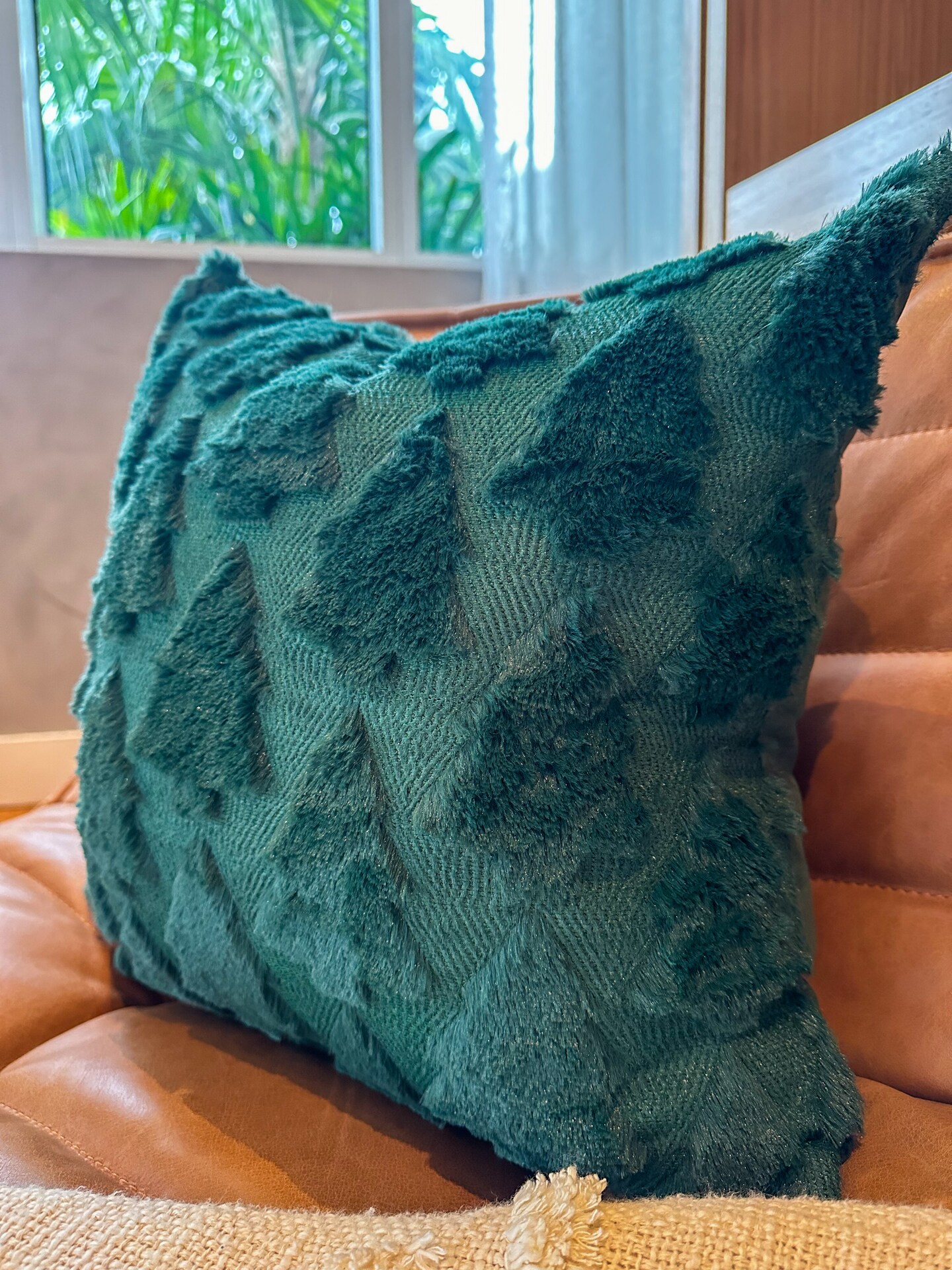 Evergreen Fraser Fir Fur Pillow Cover &#x2013; 18&#x22; Square Christmas Decor | Busa Designs