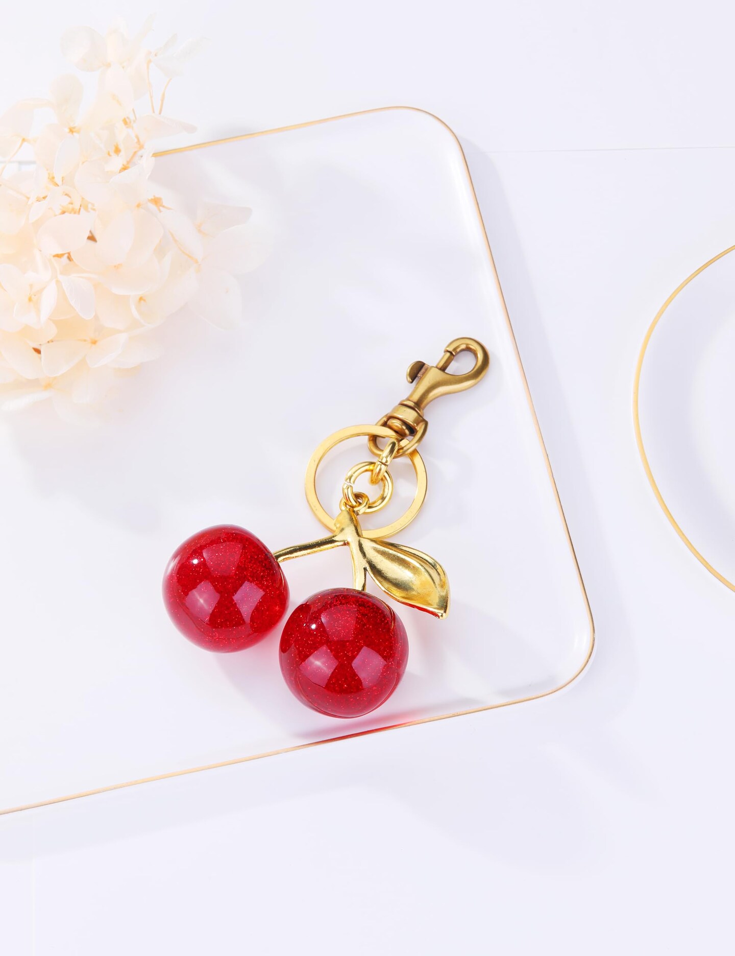 Cherry Bag Charm Cute Cherry Accessories Sparkling Purse Keychian Charms for Women