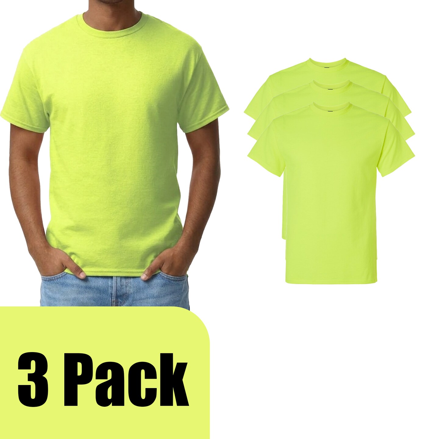 Hi Vis Ultra Cotton T-shirt by Gildan, Workwear Classic Safety Green tee