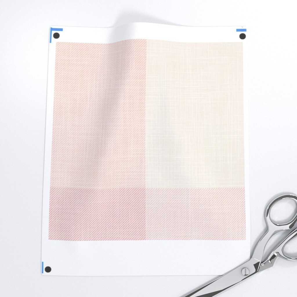 Pink Plaid Faux Linen Gingham Large Scale Classic Traditional Country Farmhouse Cottagecore Cream Off-White Custom Printed Fabric by Spoonflower Various Fabrics by the Yard or Fat Quarter