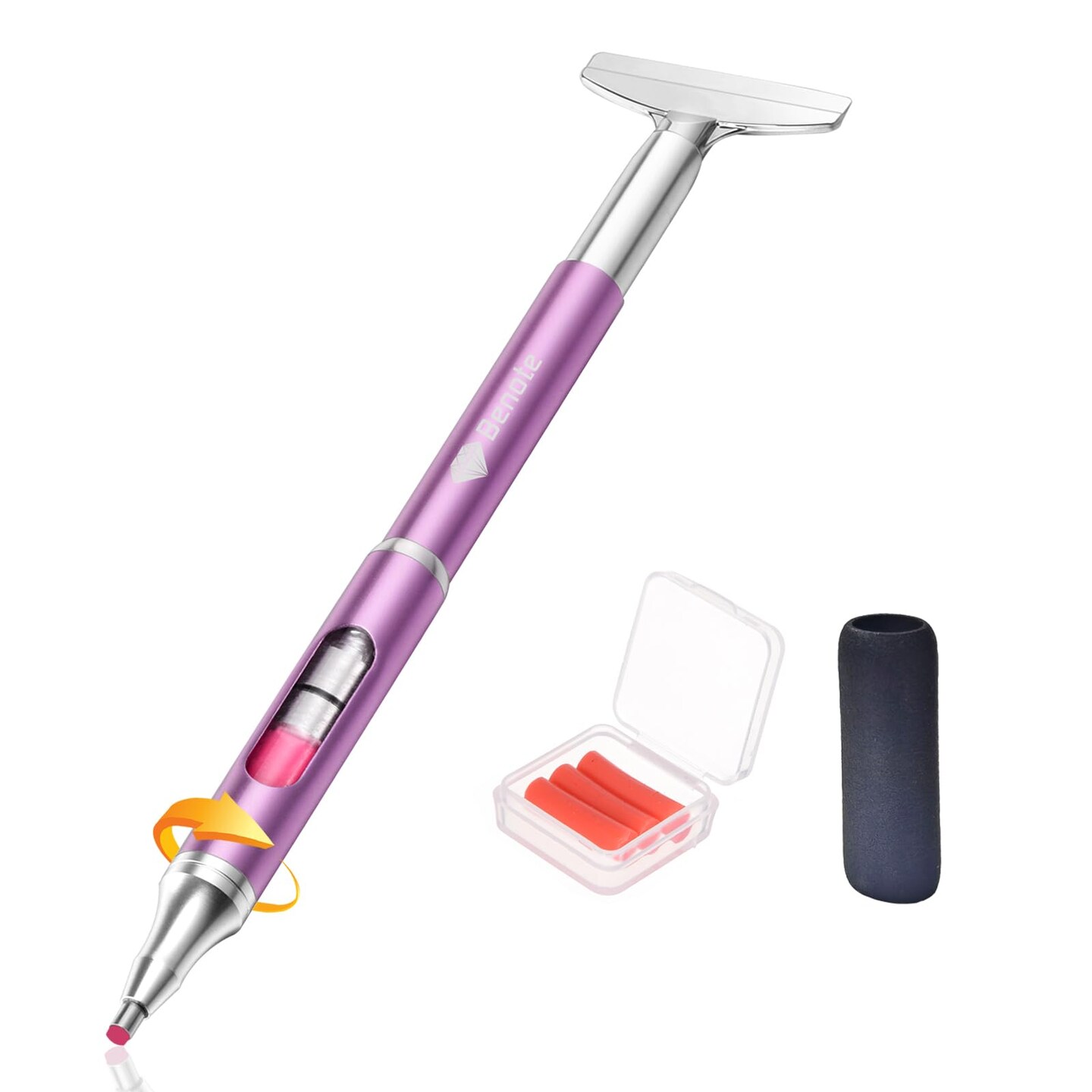 Diamond Art Painting Pen Refillable Wax Pen for Diamond Art Kit Accessories Self-Stick Drill Pens with Metal Correction Plate for 5D Craft DIY Nail - B18