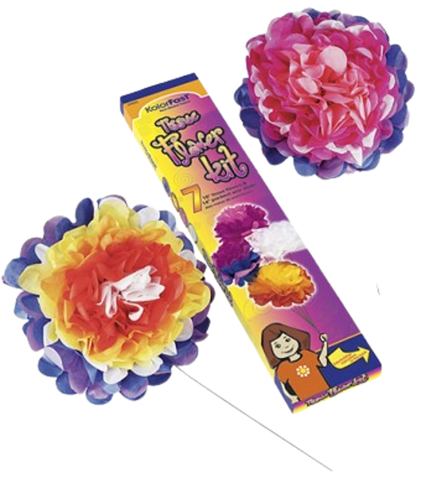 DIY Tissue Paper Flower Kit 10" – 7 Pack Craft Kit for Kids, Classroom Art Projects, Party Decorations & Spring Crafts