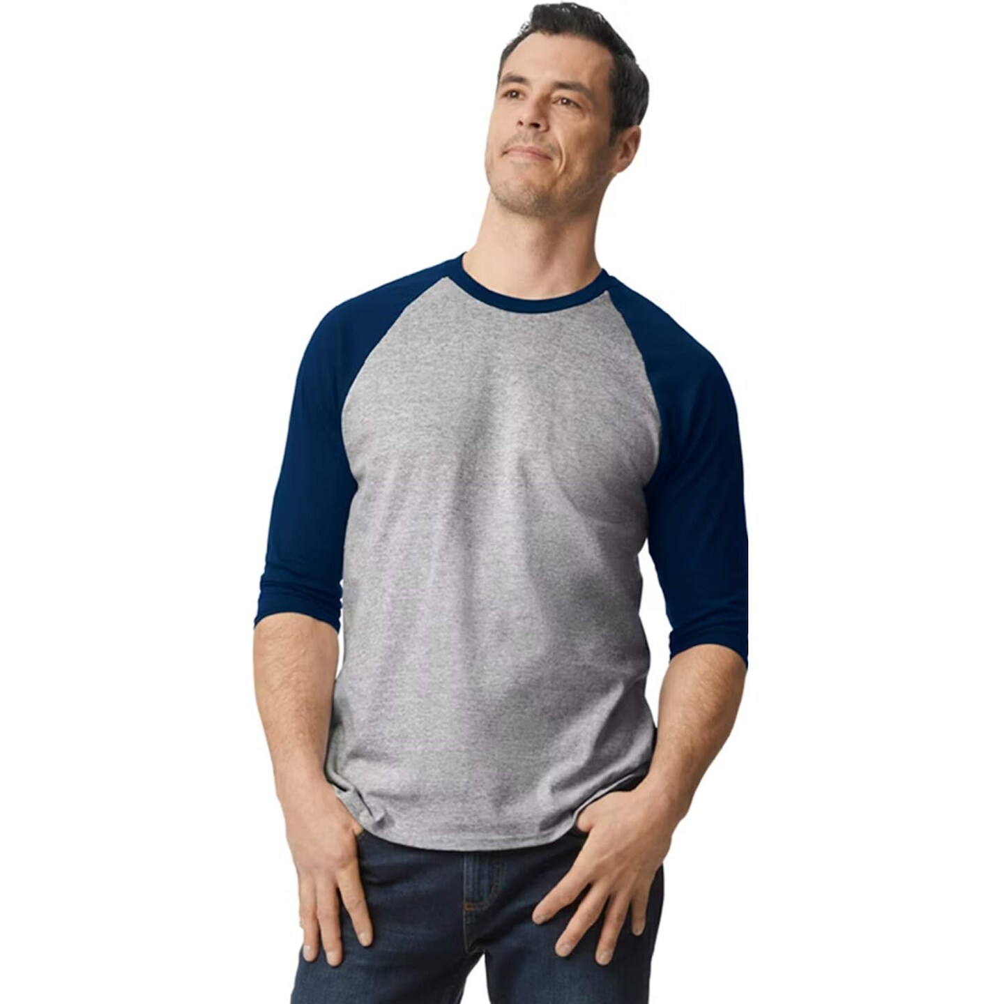 Gildan Heavy Cotton Raglan Crewneck 3/4 Sleeve T-Shirt for Everyday Comfort & Custom Printing Tee