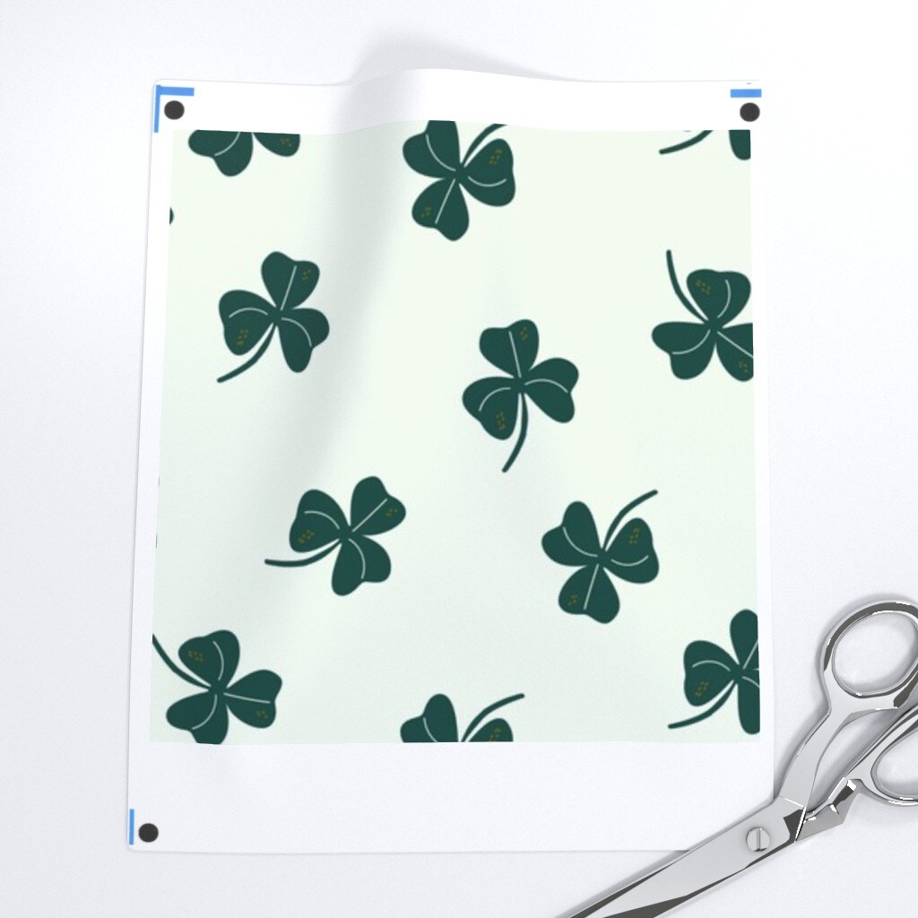 St. Patrick'S Day Ireland Clover Shamrock Irish Green Lucky Dark Green Holiday Novelty Festive March Classic Traditional Non Directional Luck Custom Printed Fabric by Spoonflower Various Fabrics by the Yard or Fat Quarter