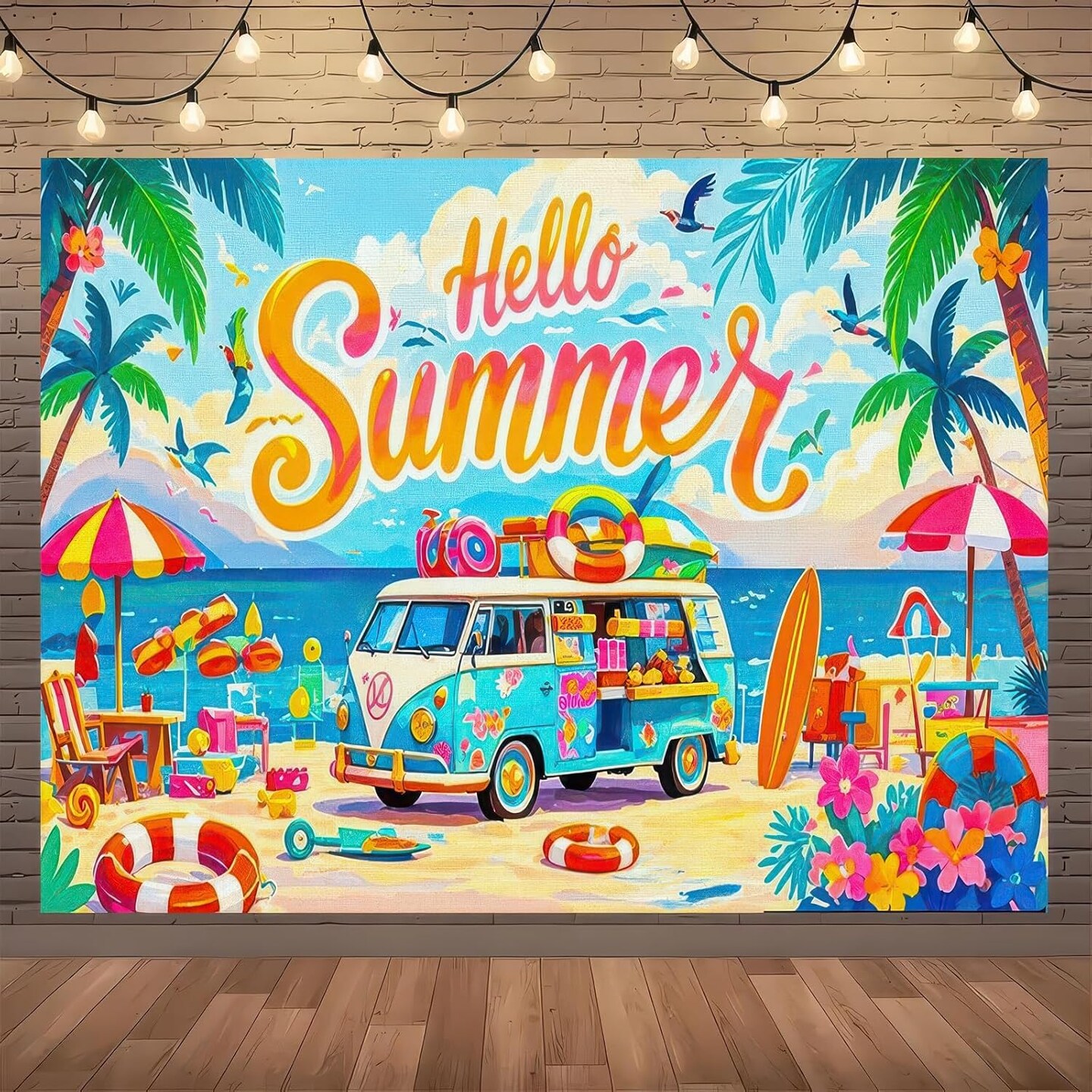 Summer Party Banner 71x43 Inches Multicolor Beach (Multicolor)