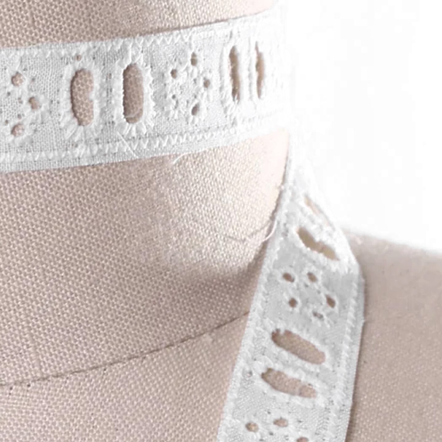 2 Yards Cotton White Embroidery Eyelet Lace Trim with Scalloped Edges 3/4 Inch Wide