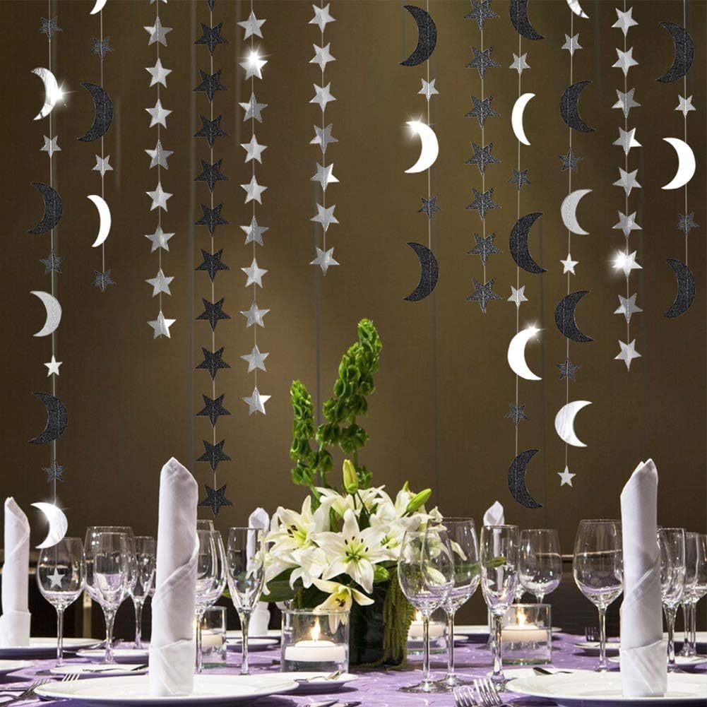 Black Silver Moon Decoration Star and Gothic Decor