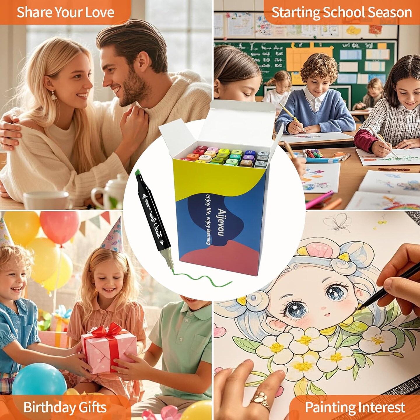 24 Dual Tip Alcohol Markers Set – Chisel & Fine Tip (Fine & Chisel)