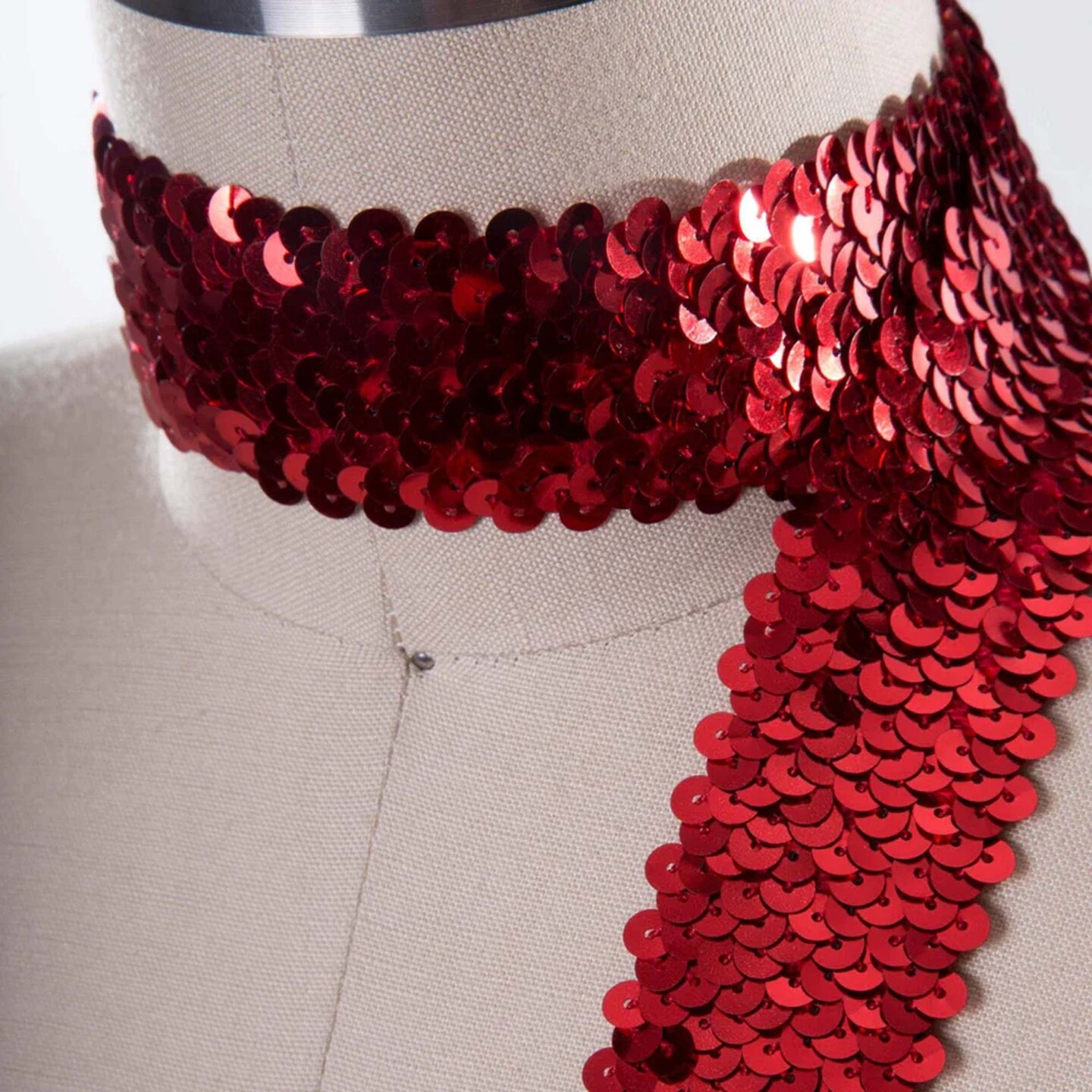 1 Yard 1.5" Red Stretch Sequin Trim Sparkly Elastic Trim for Costumes, Headbands & Crafts