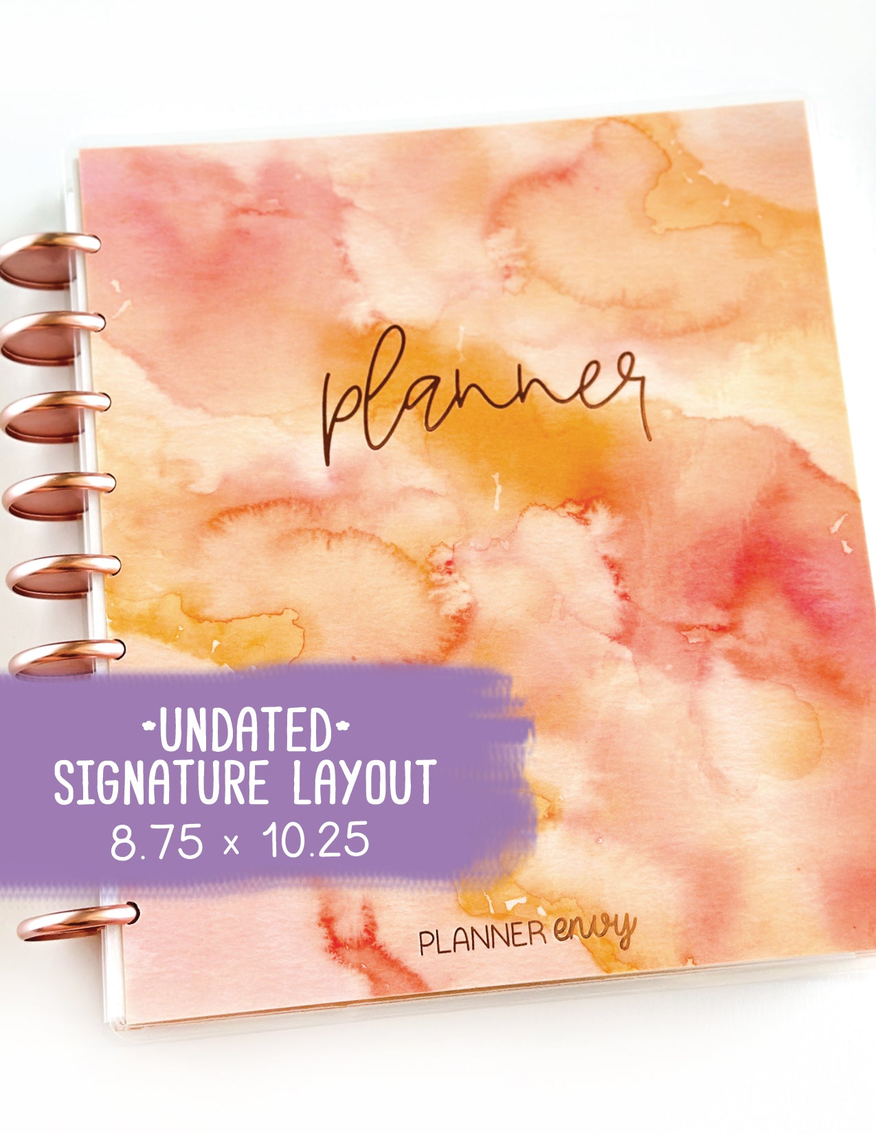 Undated Planner - Signature Layout, Disc Bound - &#x22;Sunset Watercolor&#x22; (#603)