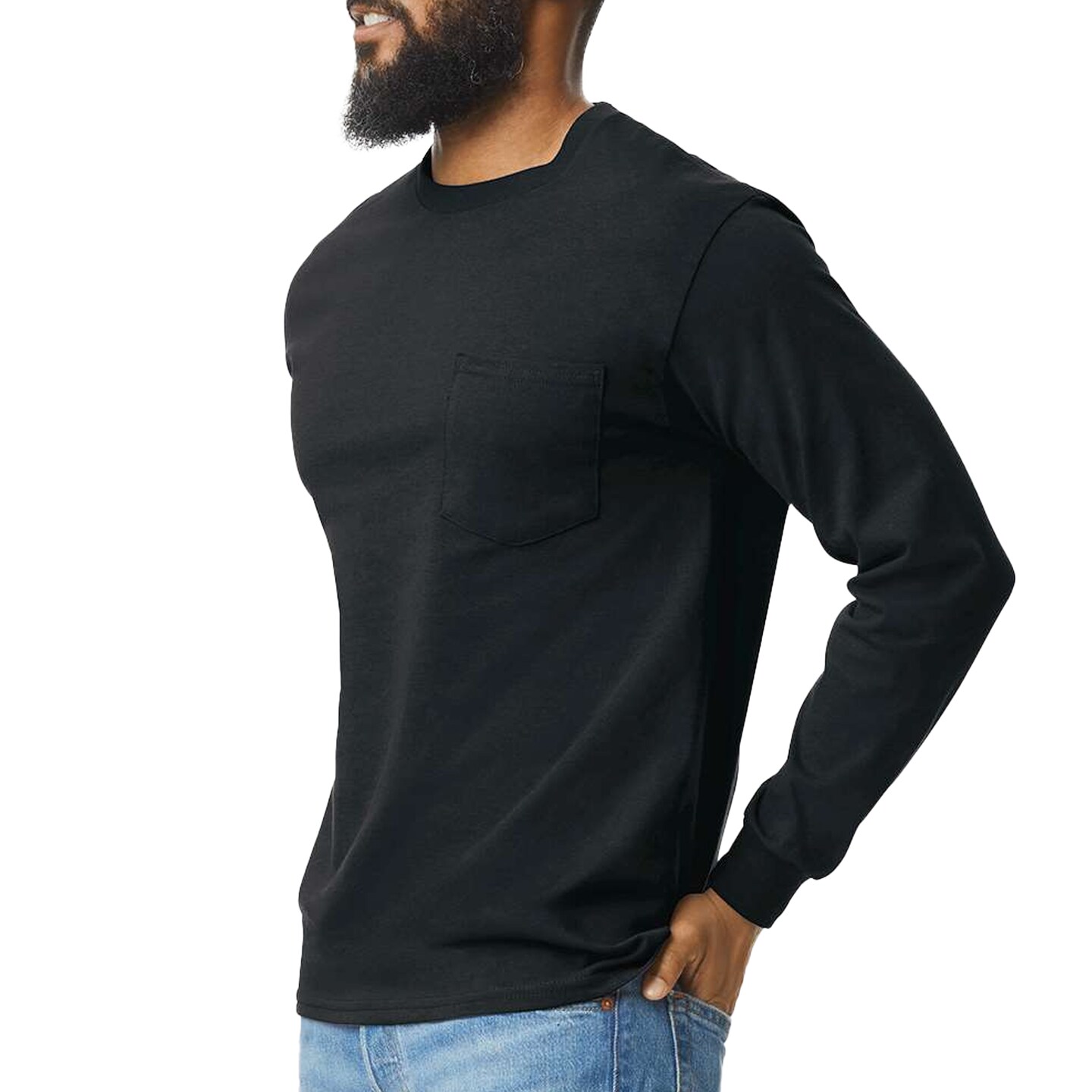 Gildan Ultra Cotton Long Sleeve Pocket T-Shirt, Durable Adult Pullover