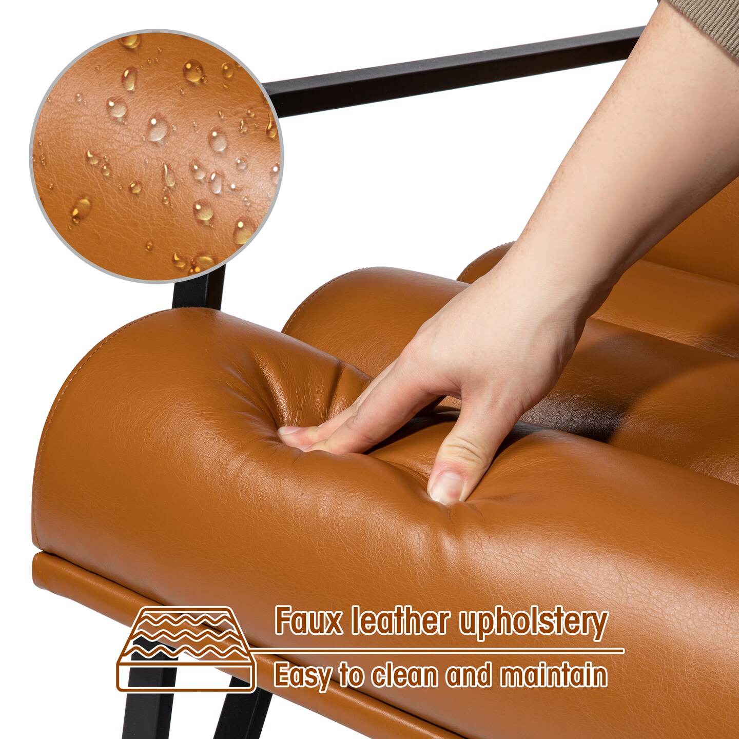 26.75&#x22;W Modern Comfy PU Leather Accent Chair with Metal Frame