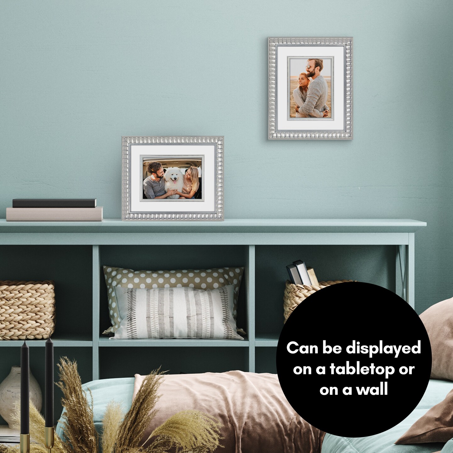 Americanflat 8x10 Picture Frame with Decorative Inner Mat Accent - Use as 5x7 photo frame with Mat or 8x10 frame without the Mat - Statement Frame with Shatter-Resistant Glass and Easel Stand