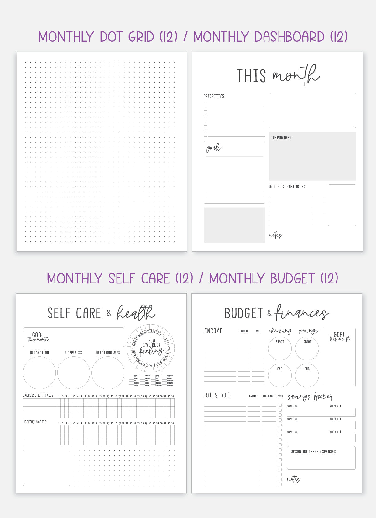Undated Planner - Signature Layout, Spiral Bound - &#x22;Butterfly Doodles&#x22; (#009)