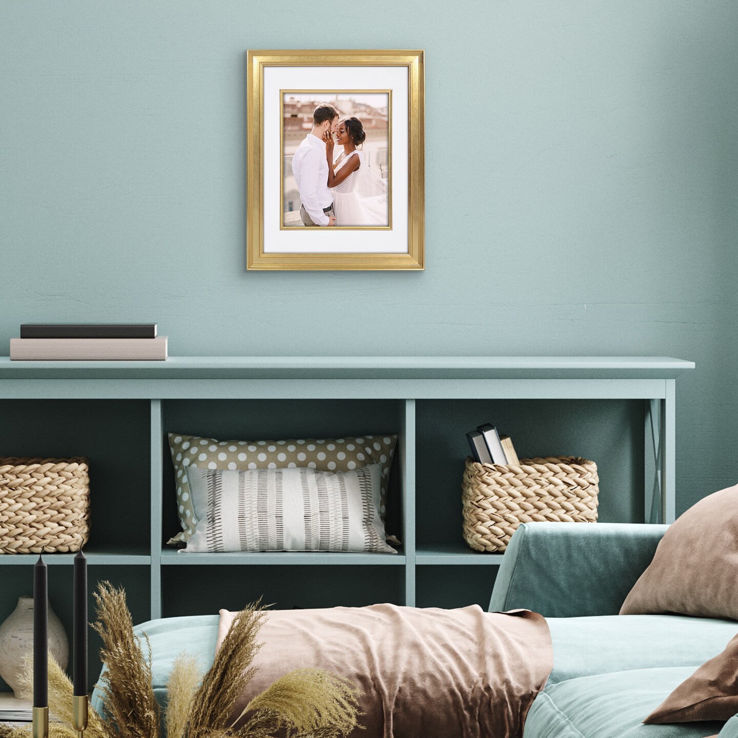 Americanflat 11x14 Picture Frame with Decorative Inner Mat Accent - Use as 8x10 with Mat or 11x14 without the Mat - Statement Frame with Shatter-Resistant Glass