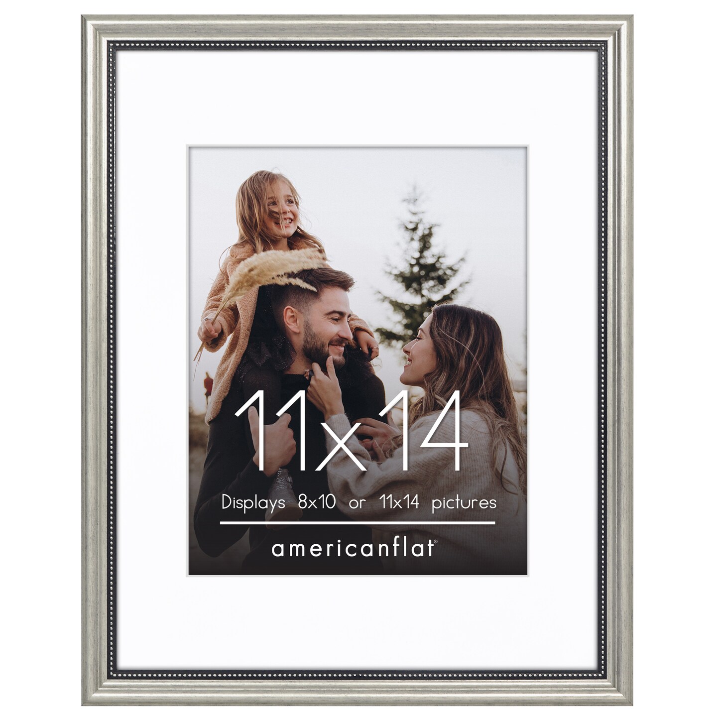 Americanflat Vintage Picture Frame with Mat and Beaded Accents with Shatter Resistant Glass