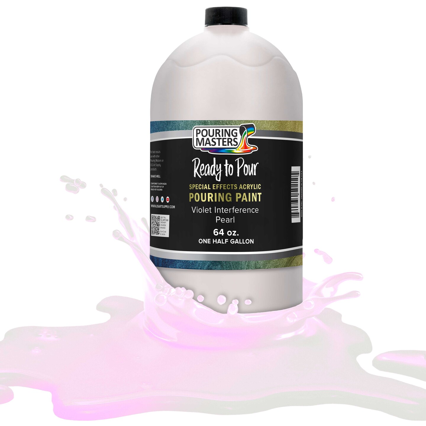 Pouring Masters Violet Interference Pearl Special Effects Acrylic Pouring Paint - Premium 64-Ounce Pre-Mixed Fluid Acrylic Paint - Fluid Art Supplies for Canvas, Wood, Paper, Tile & Rocks