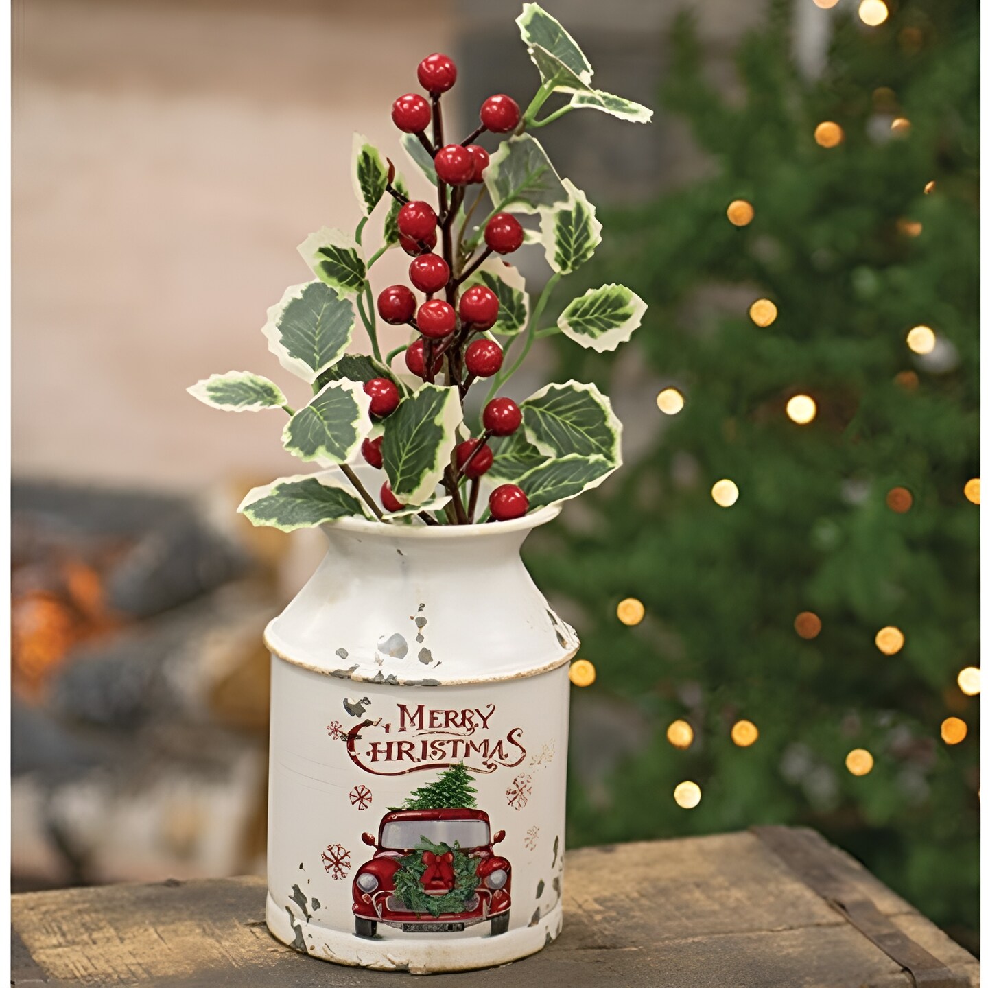 Holly Leaves and Red Berries Pick 13 Inch for Christmas Decorations
