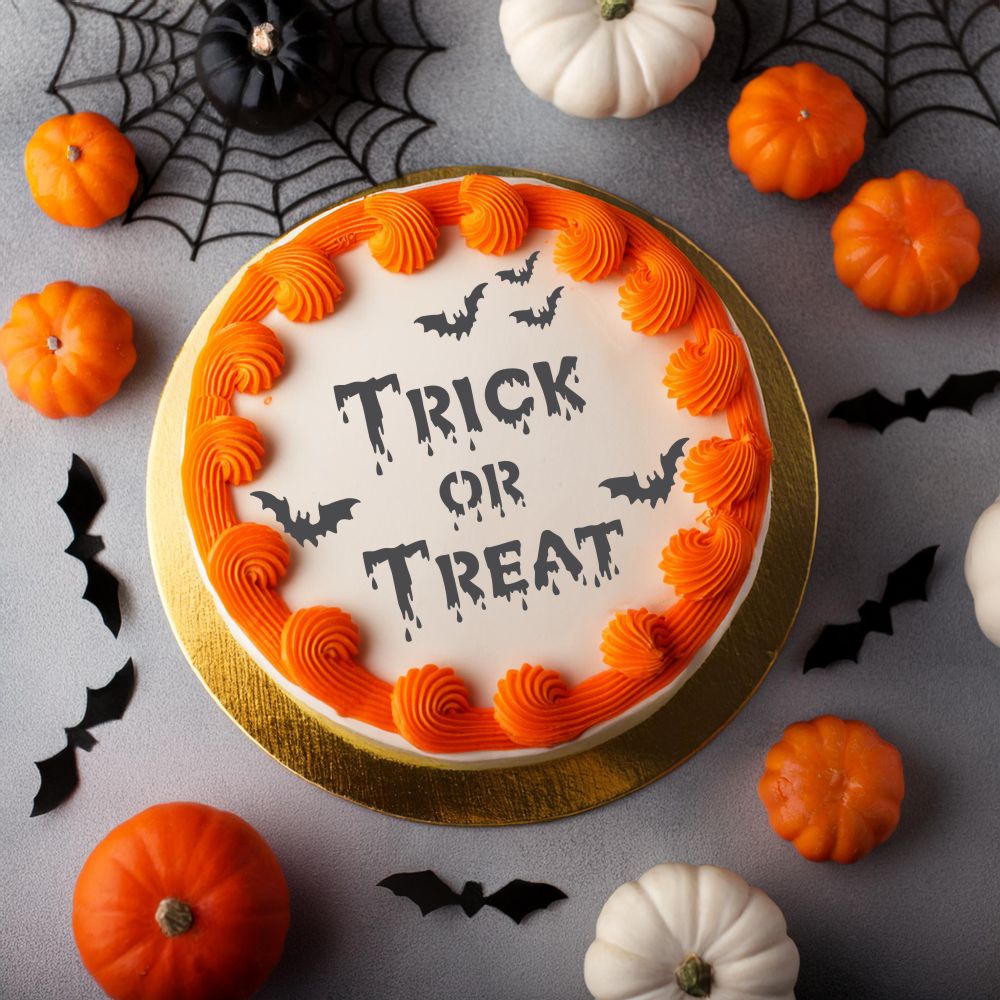 Halloween Trick or Treat Cake Stencil | C383 by Designer Stencils | Cake Decorating Tools |
