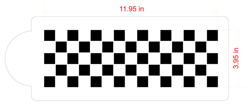 Checkerboard Cake Stencil Side | C721 by Designer Stencils | Cake Decorating Tools | Baking Stencils for Royal Icing, Airbrush, Dusting Powder | Reusable Plastic Food Grade Stencil for Cakes | Easy to Use &#x26; Clean Cake Stencil