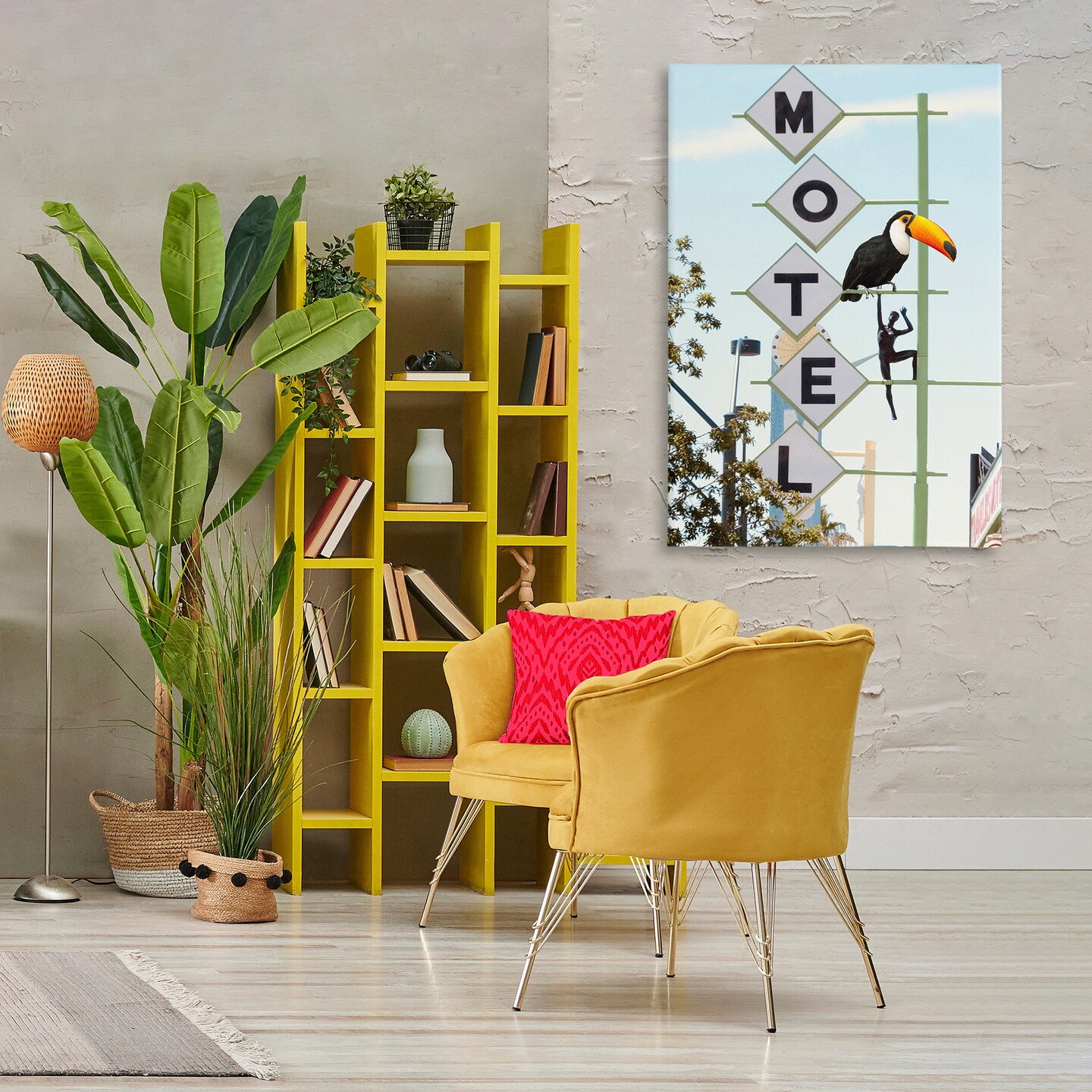 Stupell Industries Toucan on Motel Sign Canvas Design by Ashley Singleton