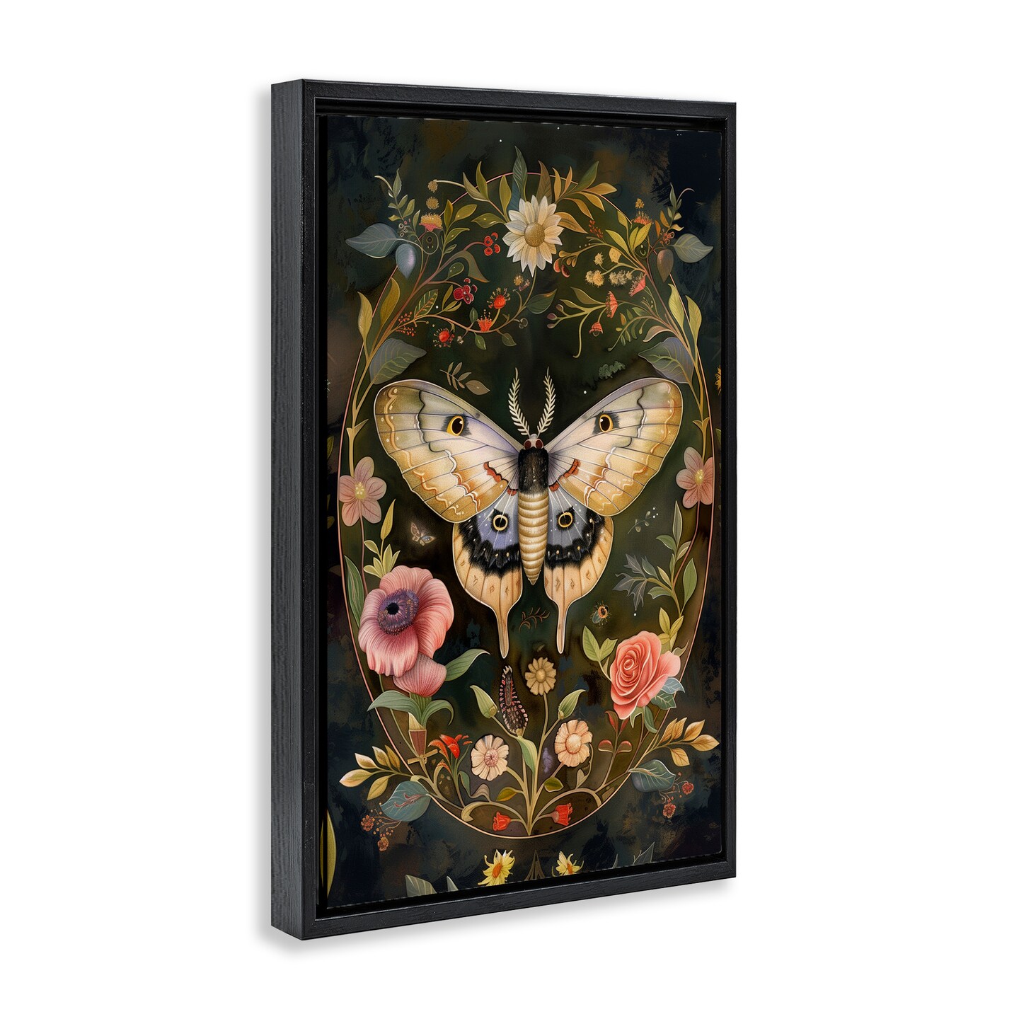 Stupell Industries Victorian Botanicals &#x26; Moth Floating Frame Design by The Dutch Lady