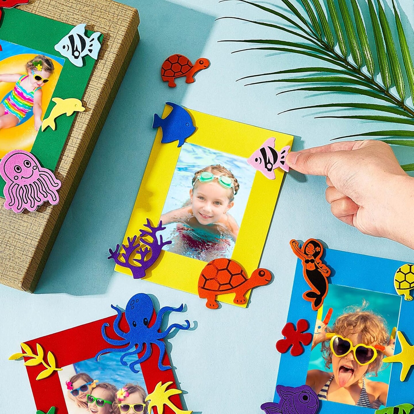 178 Pieces Summer Sea Animals Foam Picture Frame Craft Kits for Kids DIY Paper Art Craft