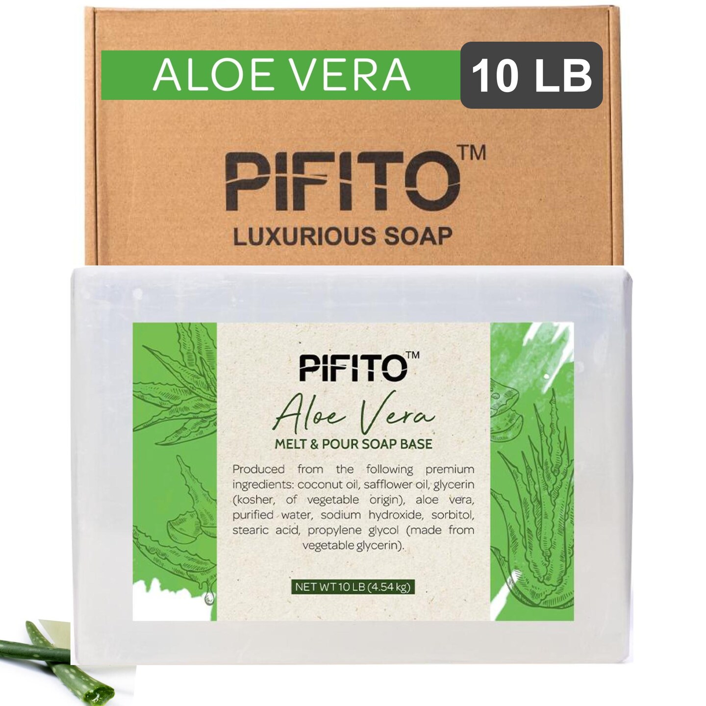 Pifito Aloe Vera Melt and Pour Soap Base │ Bulk Premium 100% Natural Glycerin Soap Base │ Luxurious Soap Making Supplies