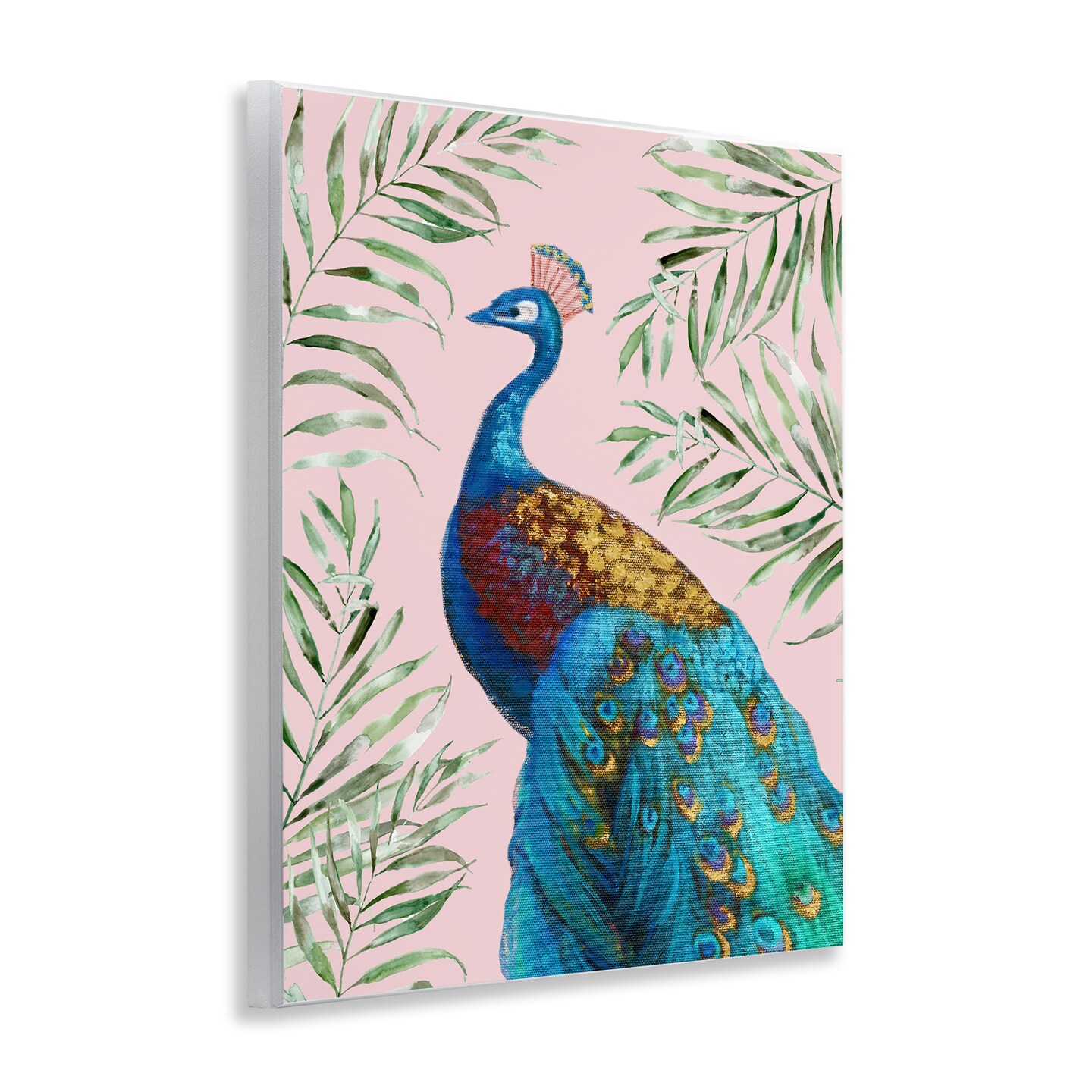 Stupell Industries Elegant Peacock & Palm Sprigs Wall Plaque Design by Nan