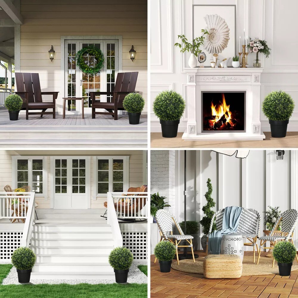 2x Artificial Plant Topiary Balls Greenery Decor