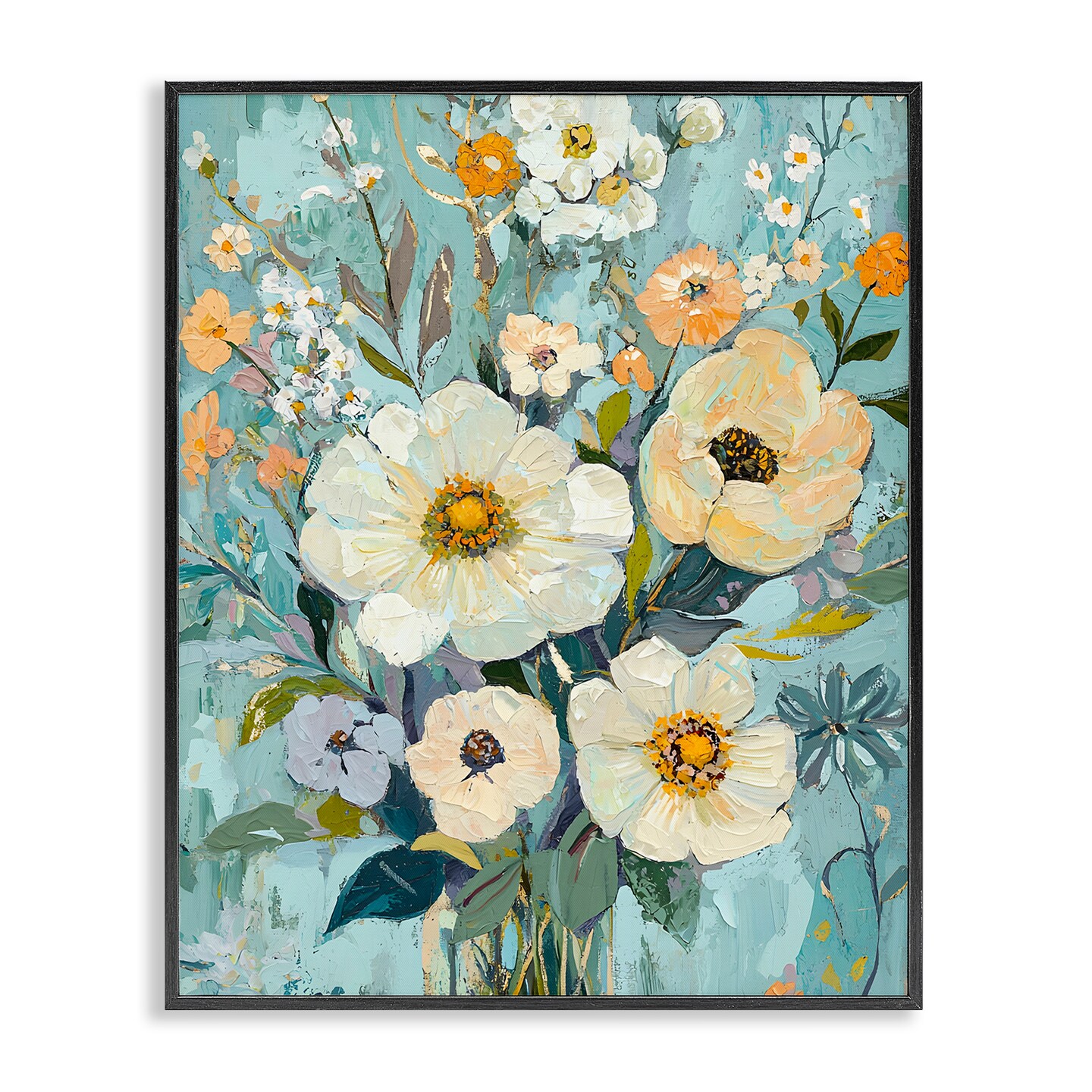 Stupell Industries Mixed Cream Flowers Arrangement Framed Giclee Design by Franklyn Gregory