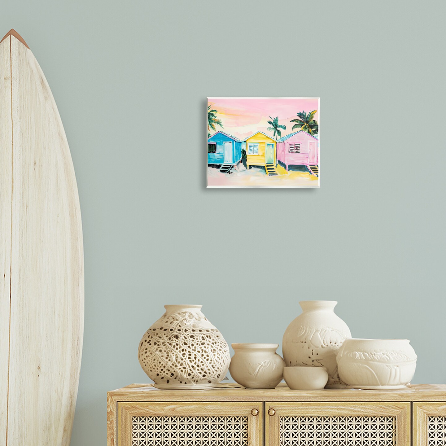 Stupell Industries Pastel Tropical Beach Cabins Wall Plaque Design by Arlington Prints