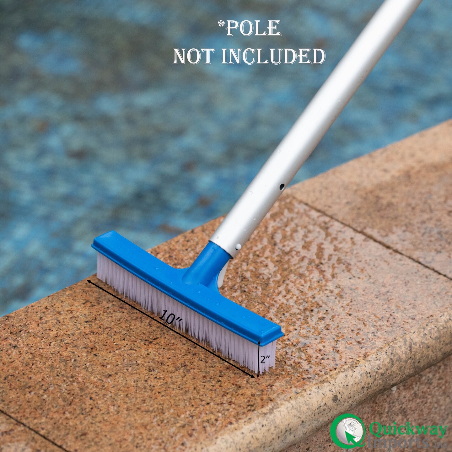 Quickway Imports 10-inch Poly Bristle Brush Head with Durable Nylon Bristles Designed to Clean Walls Floors Steps &#x26; Corners for Effective Above-Ground &#x26; Inground Swimming Pool Cleaning and Maintenance